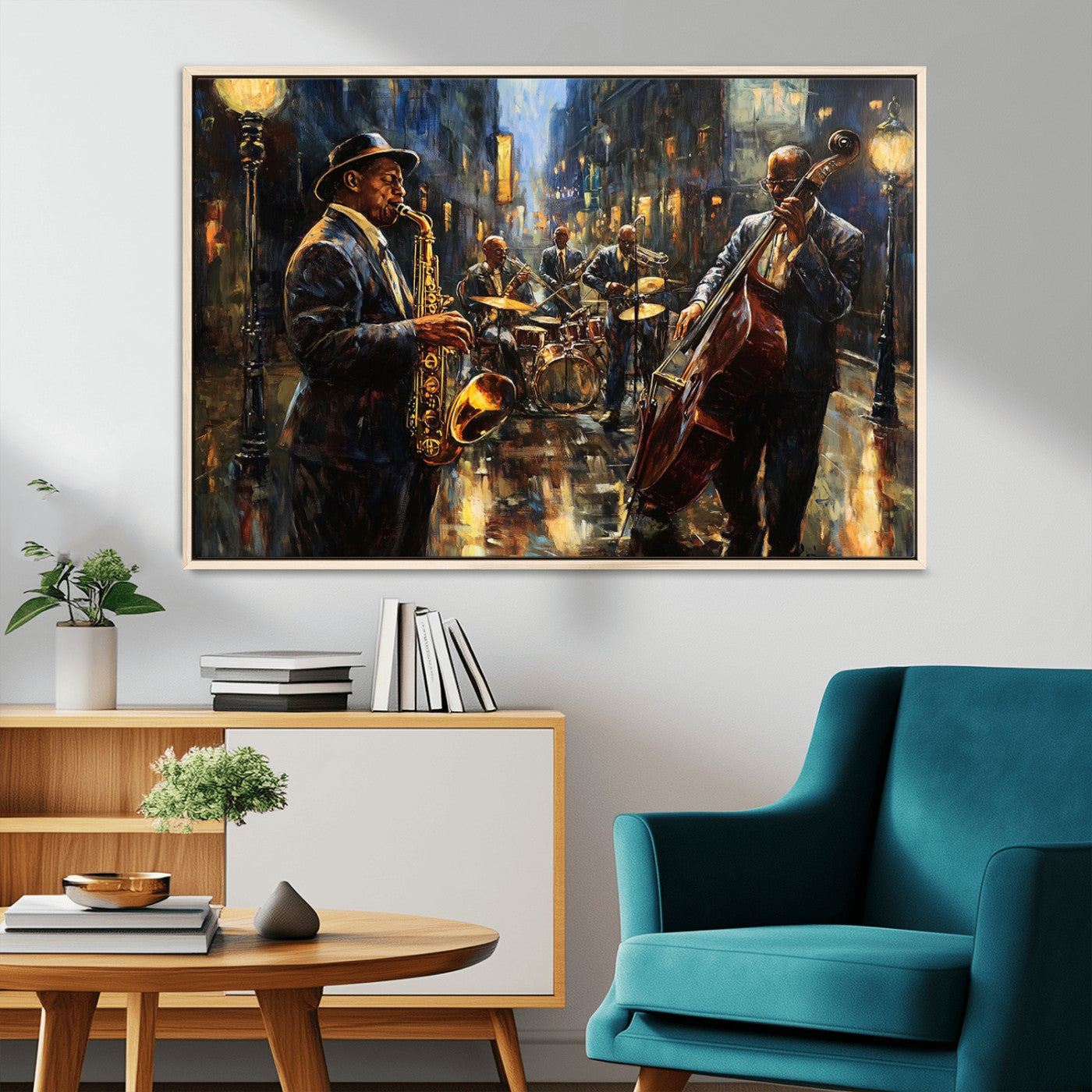 -Jazz Canvas Wall Art Print - Abstract African American Music Art - Framed Posters for Living Room or