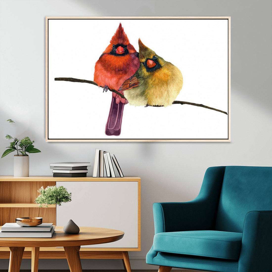 Cardinal Bird Canvas Wall Art, Male and Female Cardinal Print, Nature Inspired Bird Decor