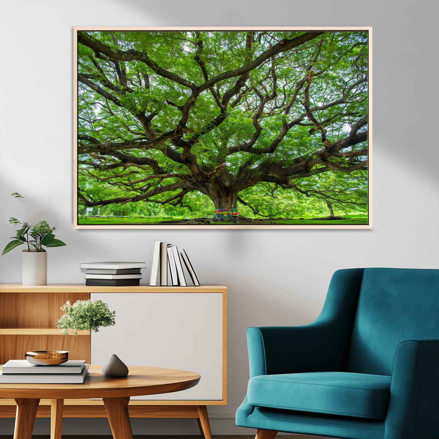 16118389-MGV-CV-36X24-Oak Tree Wall Art Print, Forest Canvas Wall Art for Home and Office, Framed Angel Oak Tree Canvas