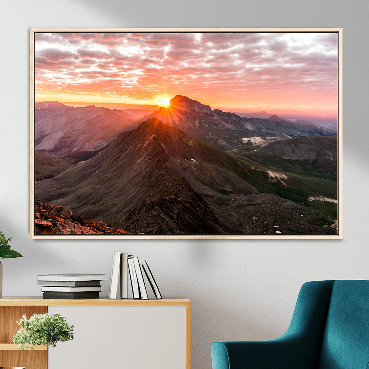 MGV-FC-36X24 - Majestic Sunrise Wall Art – Canvas Print of Rugged Mountain Peaks, Vibrant Sky, Serene Landscape, Nature Decor for Home or Office
