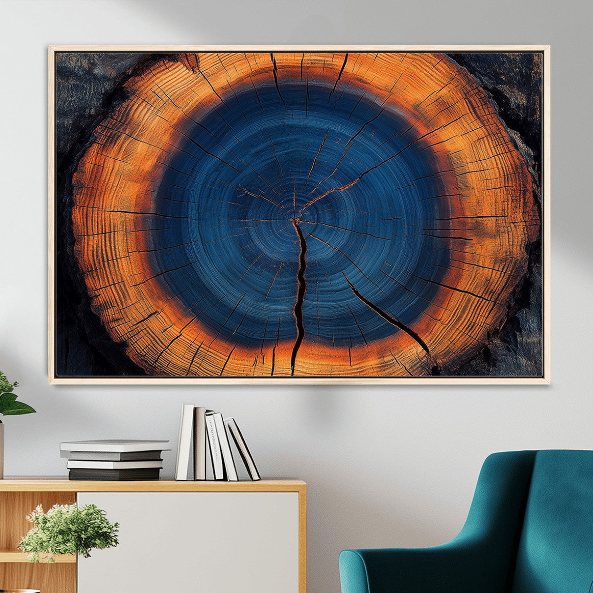 MGV-FC-36X24 - Abstract Tree Ring Wall Art Print, Natural Rustic Wood Texture Canvas Print, Framed Tree Ring Printing, Wood Tree Stump Artwork Canvas Print