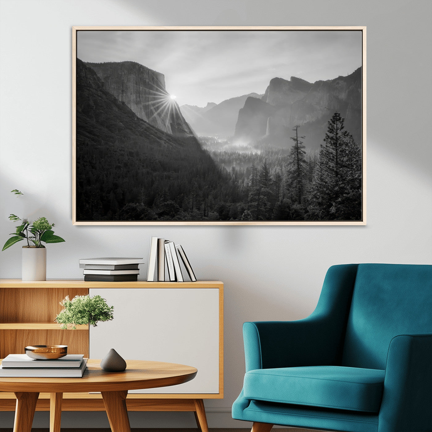 39278955-MGV-CV-36X24-Yosemite Valley Wall Art Canvas Print – Framed El Capitan Sunrise Misty Mountain Modern Rustic Artwork for Home Office