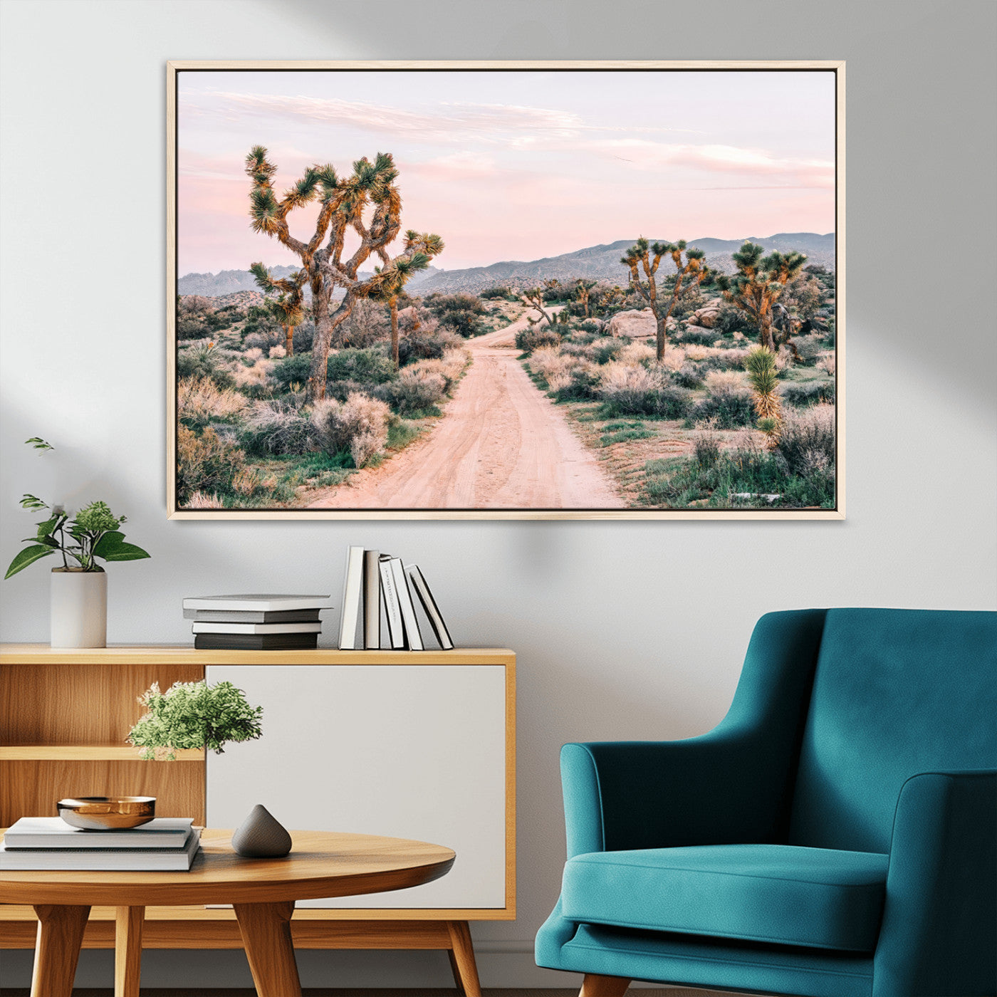 12540952-MGV-CV-36X24-Joshua Tree Wall Art Canvas Print – Framed Desert Road Scene with Sunset Artwork for Home, Office, Living Room