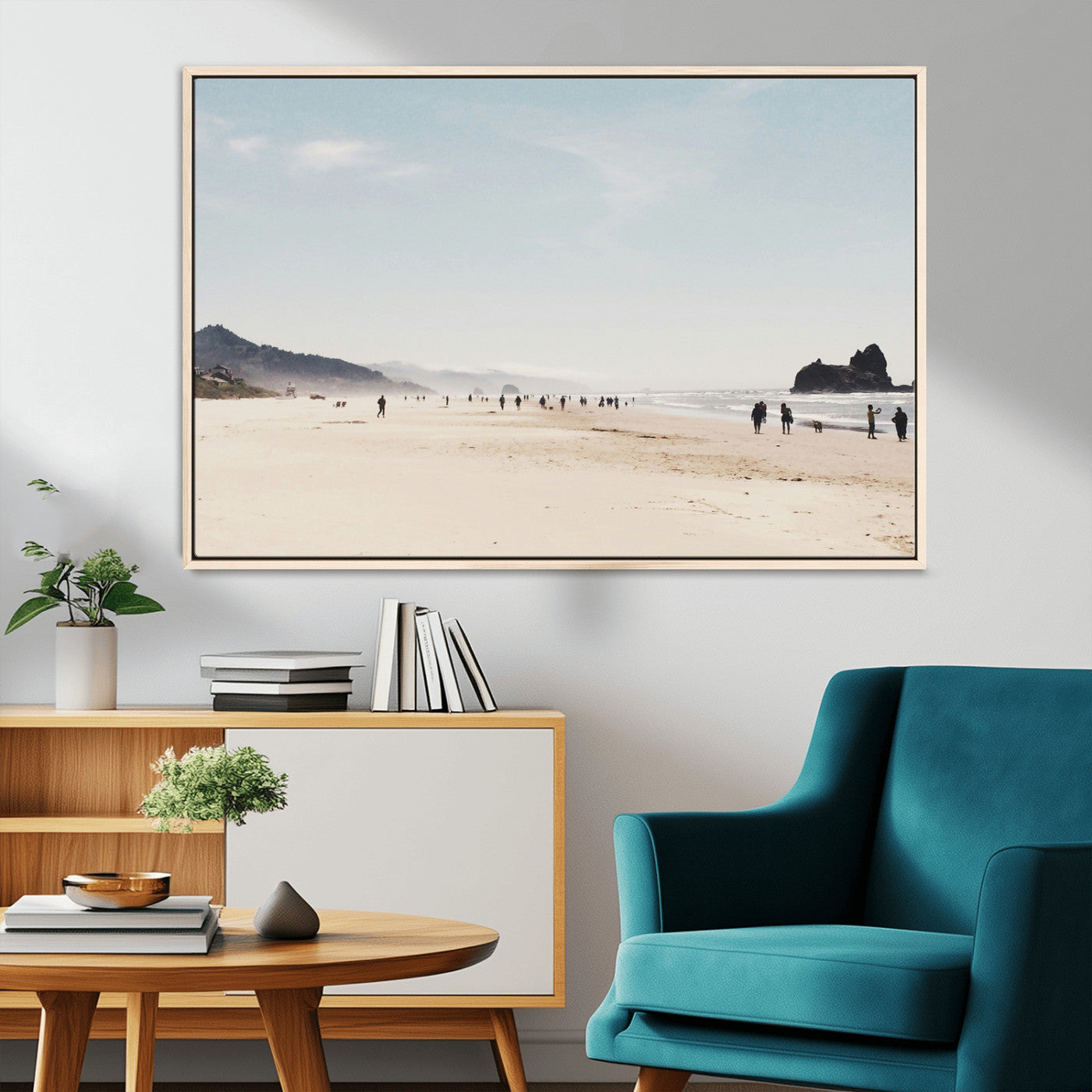 28307820-MGV-CV-36X24-Minimalist Beach Wall Art Canvas Print – Framed Coastal Serenity Soft Sand Nature Scene Artwork for Home Office