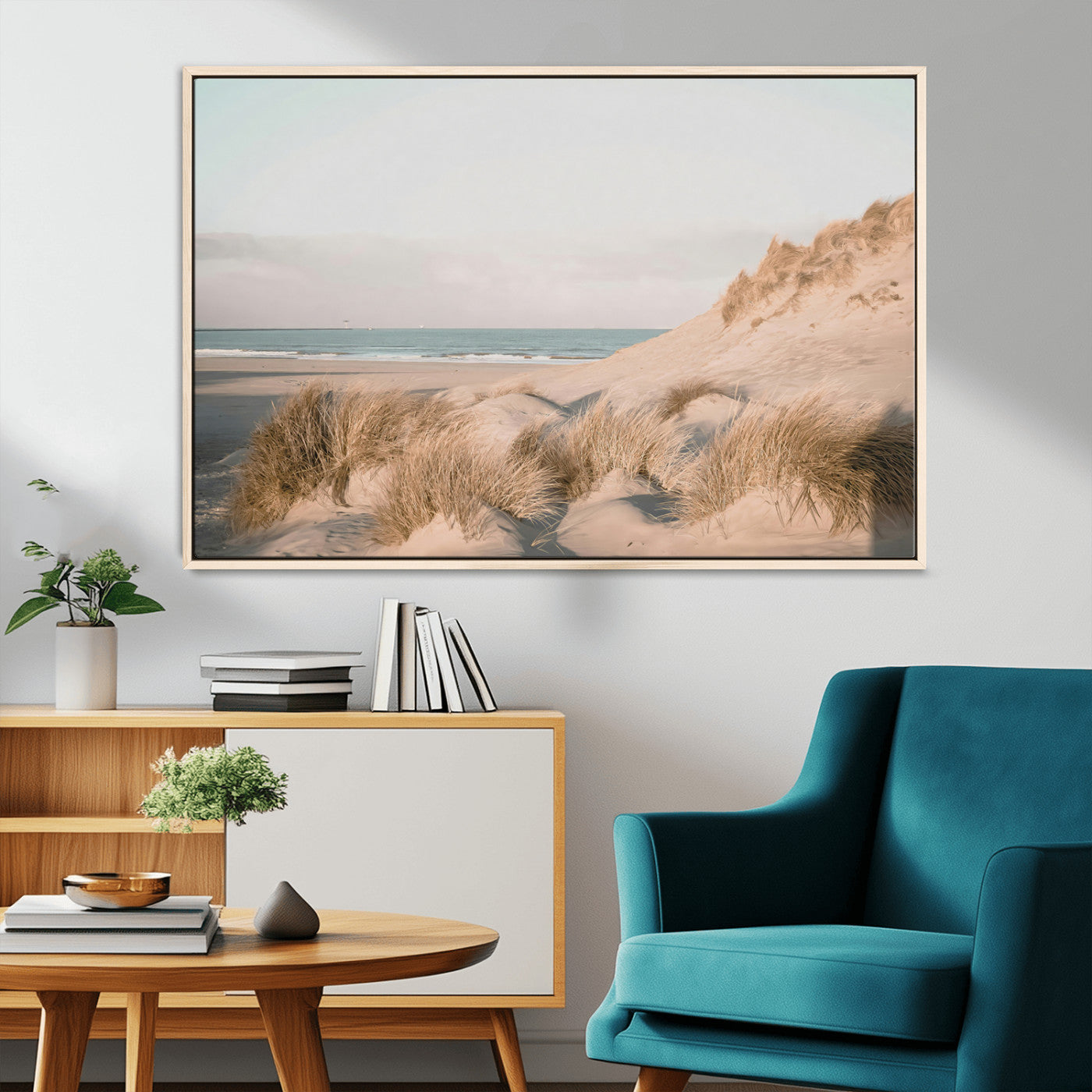 11554211-MGV-CV-36X24-Beach Landscape Wall Art Canvas Print – Framed Sand Dune Photography Minimalist Seascape Artwork for Home Office