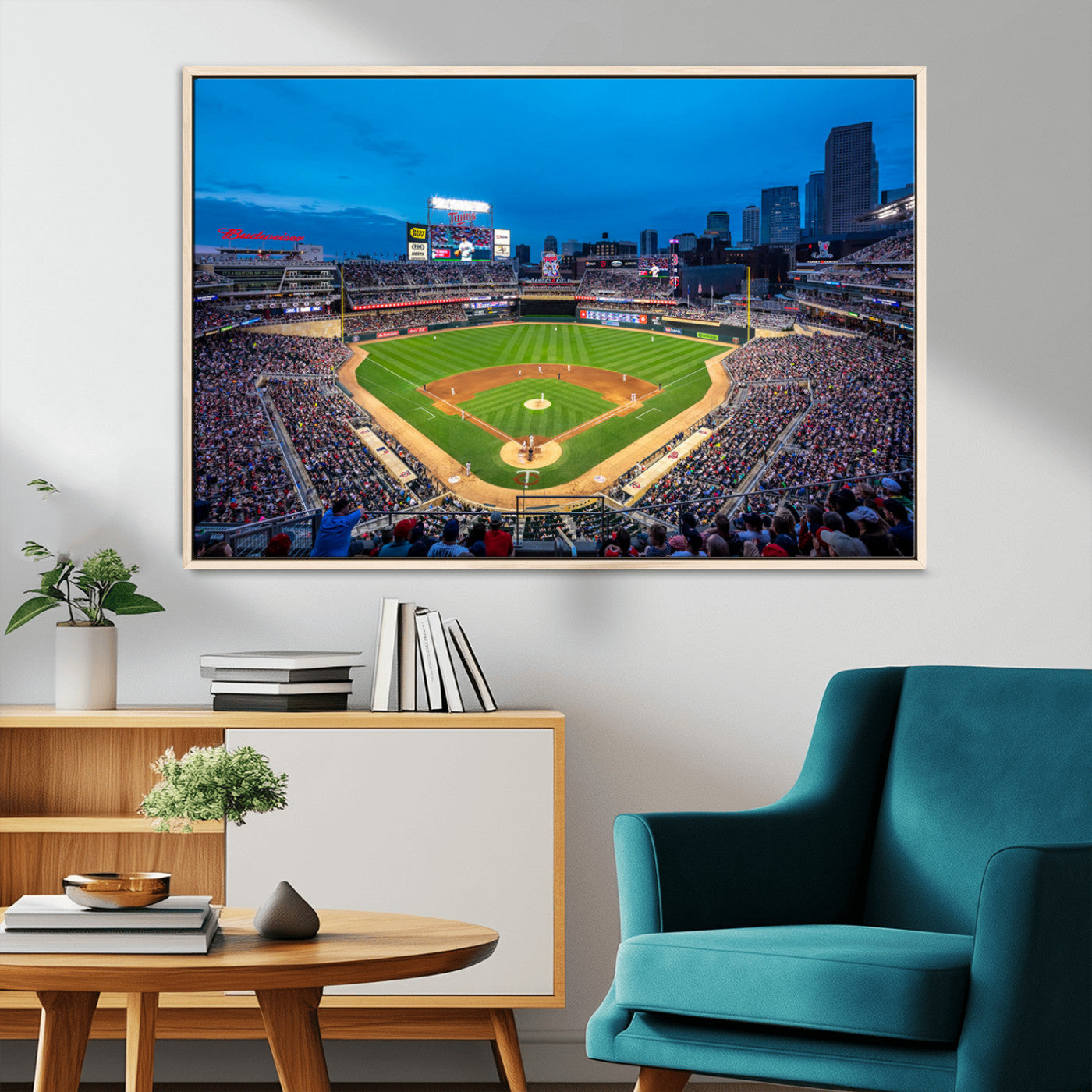 77273035-MGV-CV-36X24-Target Field Stadium Wall Art Canvas Print – Minnesota Twins Baseball Team Iconic Ballpark Scene for home, office