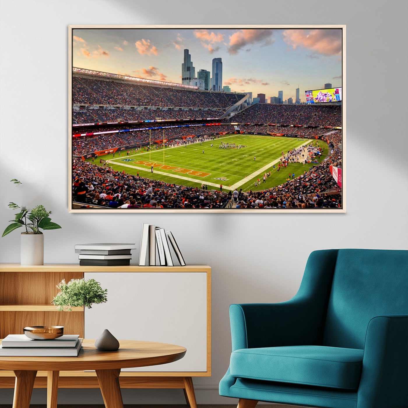 55377093-MGV-CV-36X24-Chicago Bears Soldiers Field Wall Art Canvas Print – Framed Football Stadium Artwork for Home, Office, Living Room