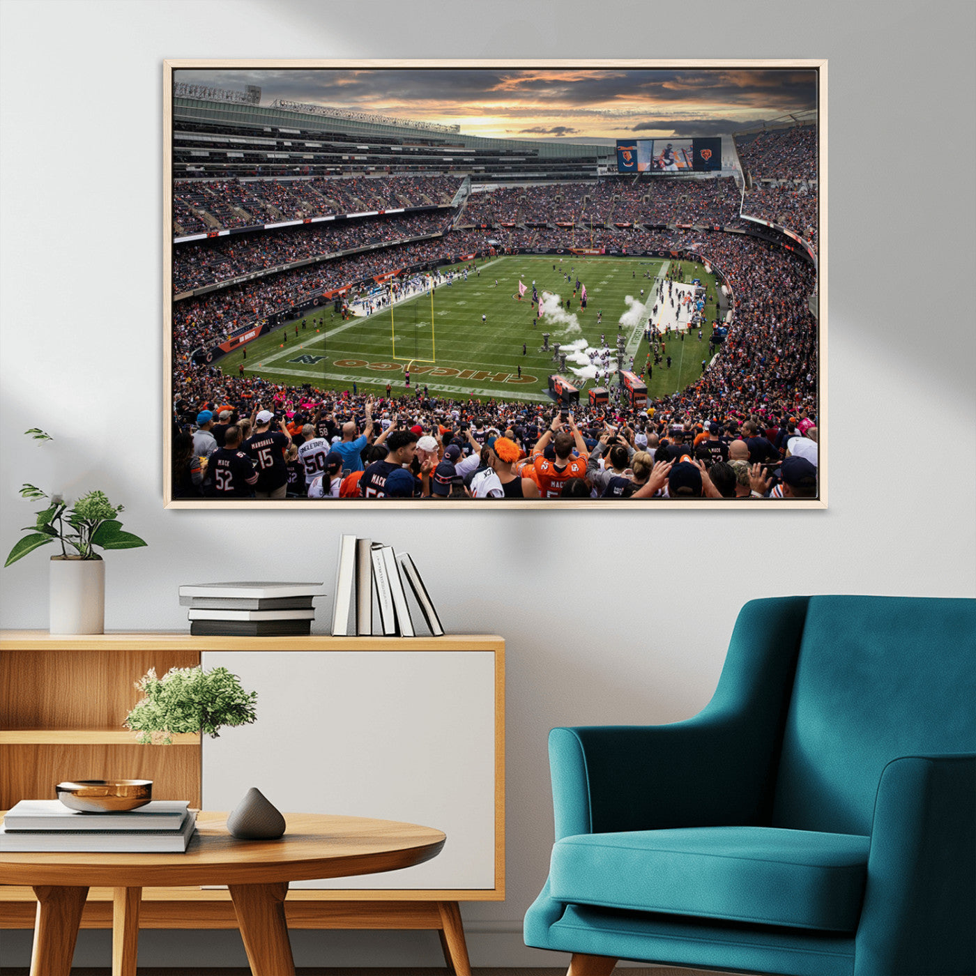 87578930-MGV-CV-36X24-Chicago Bears Soldiers Field Wall Art Canvas Print – Framed Football Stadium Artwork for Home, Office, Living Room
