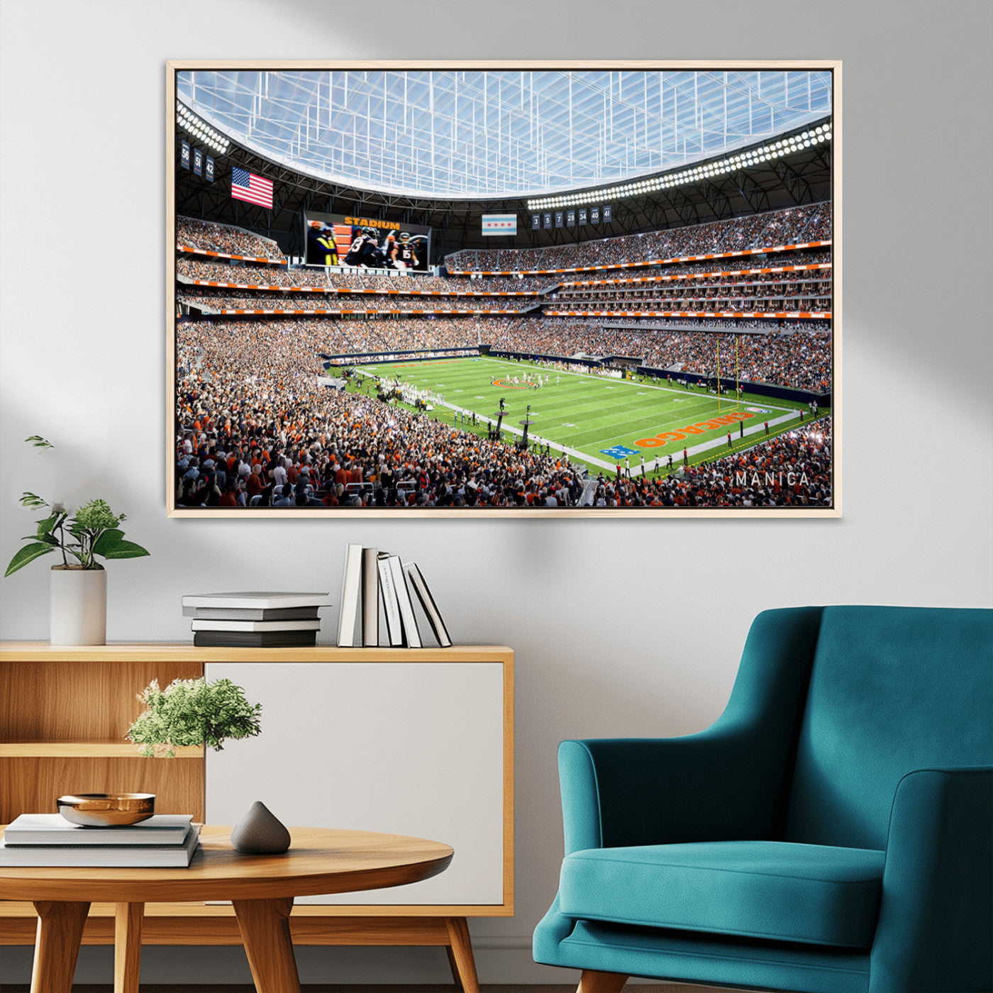 -Chicago Bears Soldiers Field Wall Art Canvas Print – Framed Football Stadium Artwork for Home, Office, Living Room