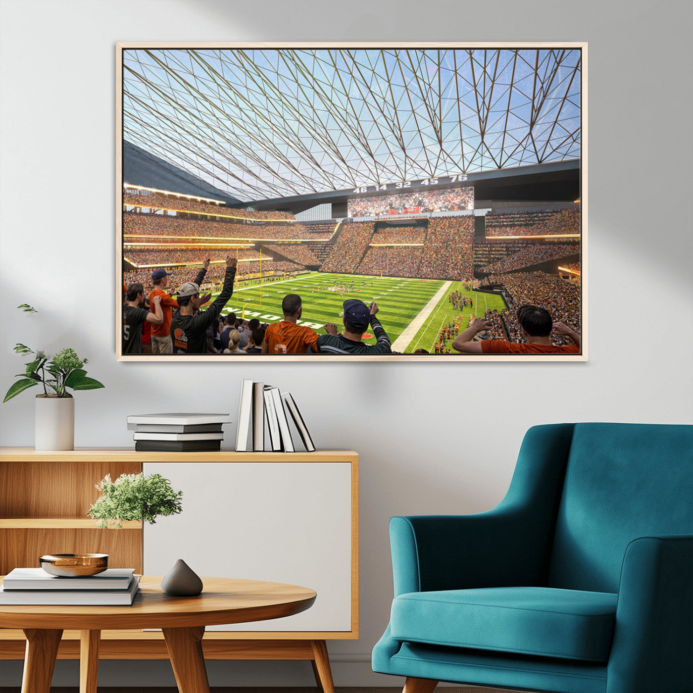-Cleveland Browns Stadium Wall Art Canvas Print – Framed NFL Football Arena Artwork for Home, Office, Living Room