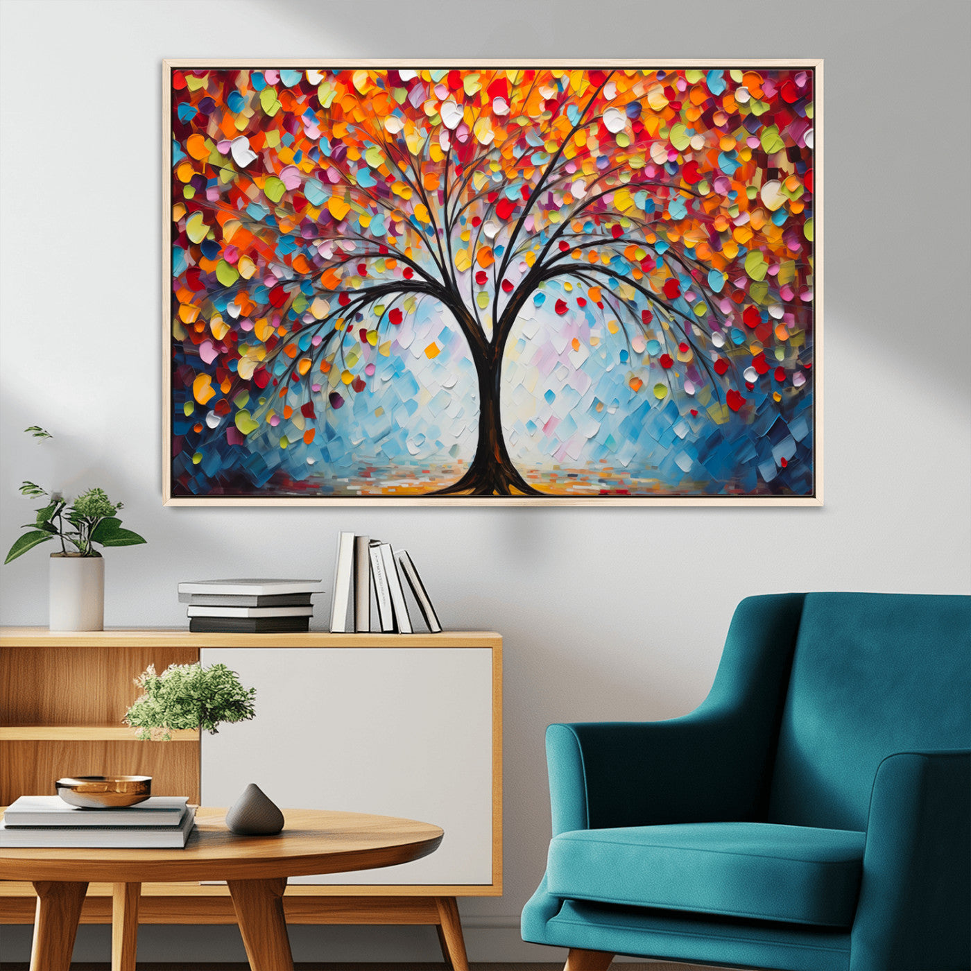 HS2447-MGV-CV-36X24-Vibrant Tree of Life Canvas Wall Art – Colorful Abstract Nature in Modern Decor - Ready to Hang