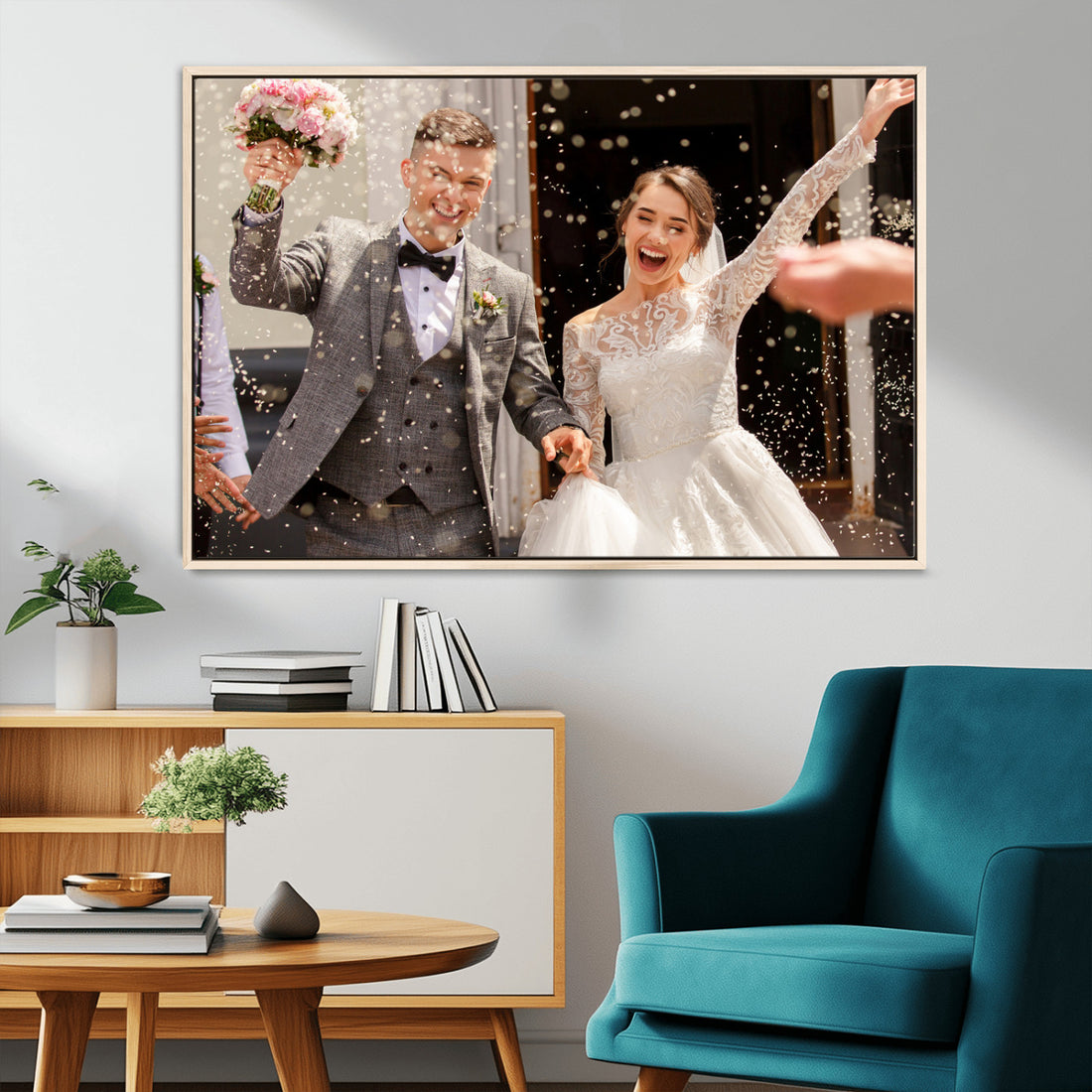 Photo Grid with Number Canvas Print – Personalized Birthday or Anniversary Photo Collage