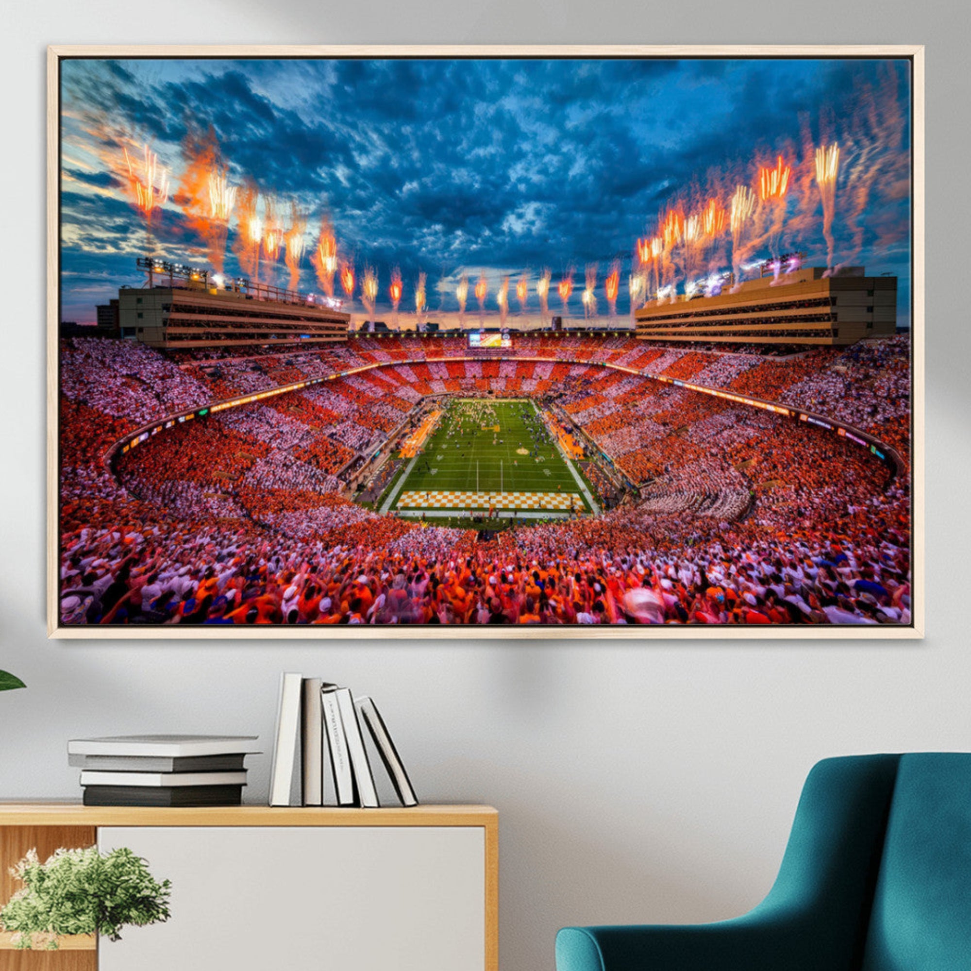 94266219-MGV-CV-36X24-Tennessee Neyland Stadium Wall Art, Sports Arena Canvas Print, Panoramic Stadium Artwork for Home, Office