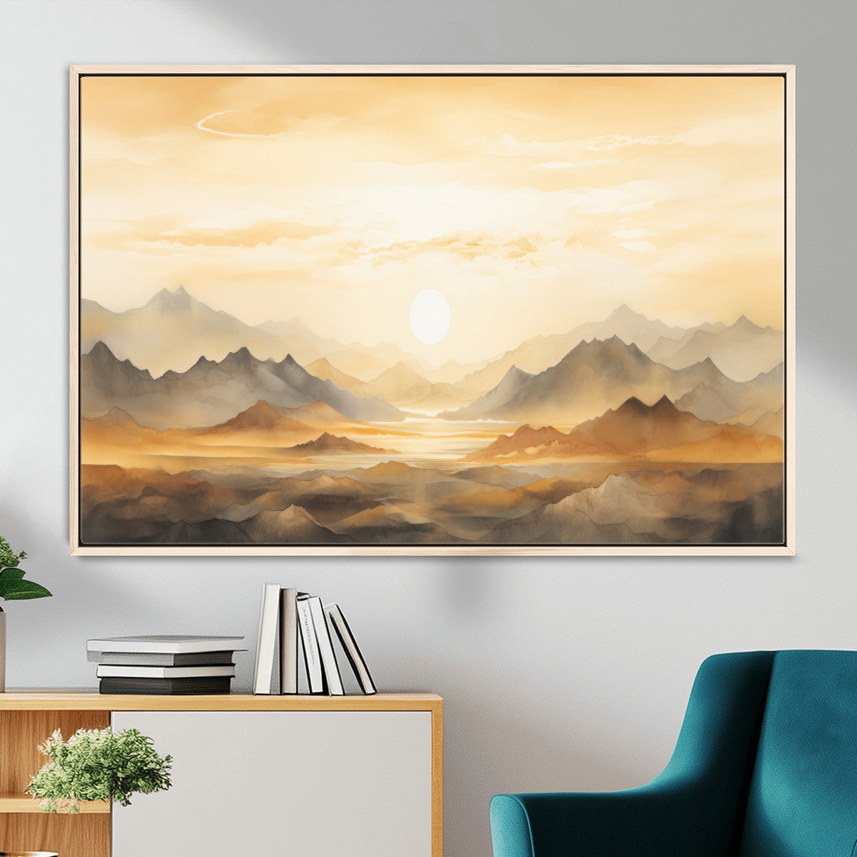Nihat1-29-MGV-CV-36X24-Sepia Color Abstract Mountain Wall Art Canvas Print