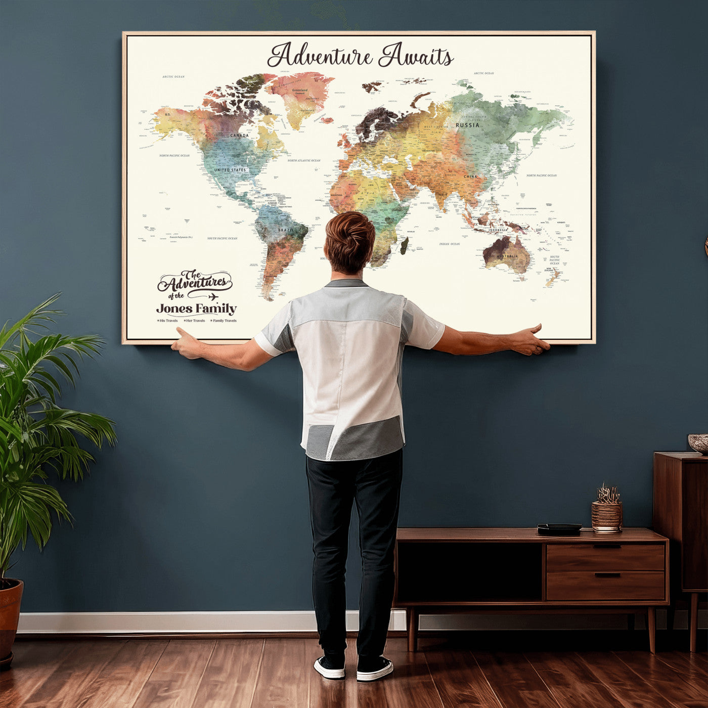 73360781-MGV-CV-36X24 - Custom Push Pin World Map Wall Art Canvas Print – Personalized Travel Tracker - NEWMAP-7