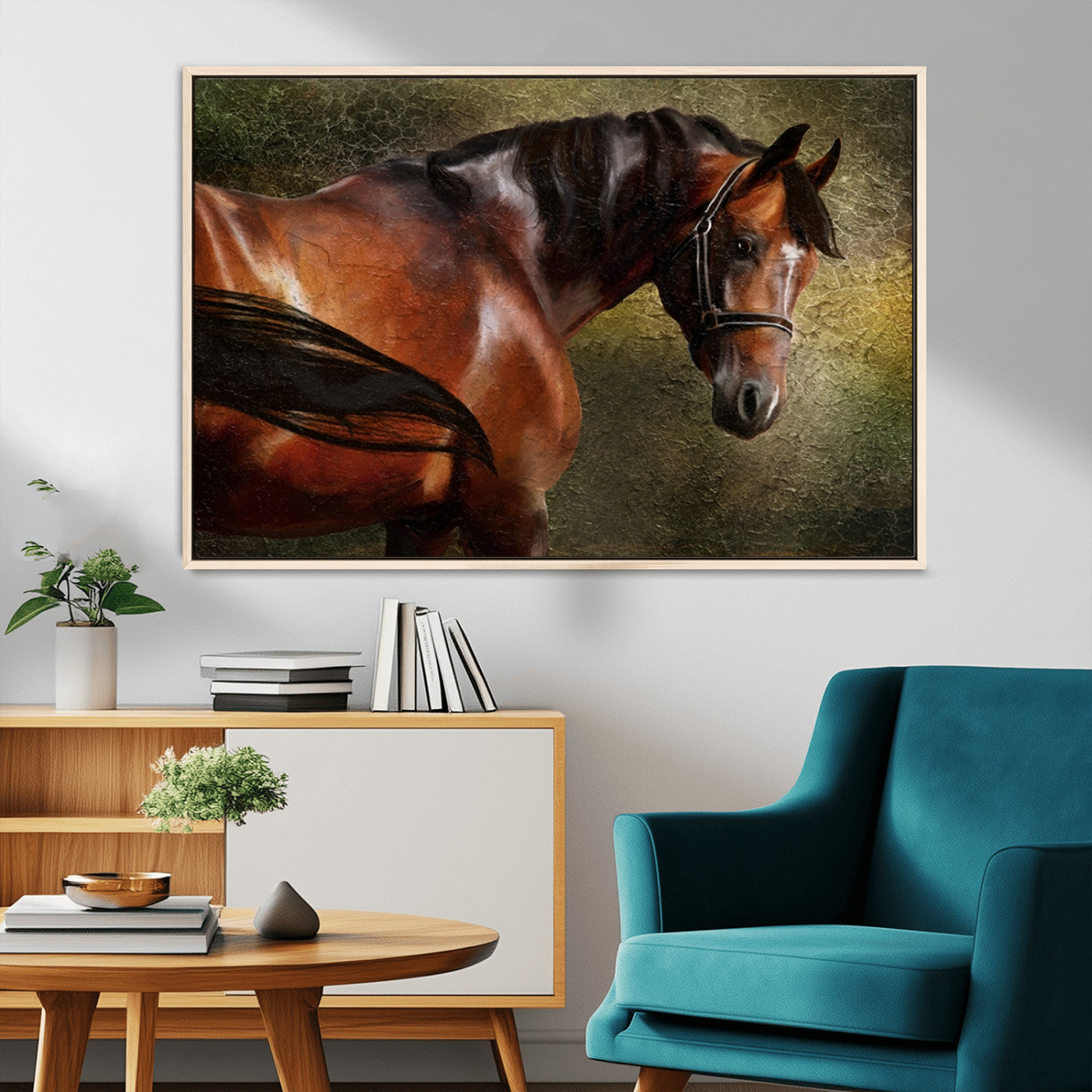 76810-MGV-CV-36X24-Majestic Brown Horse Wall Art Canvas Print – Framed Equestrian Artwork with Elegant Stallion Artwork for Home or Office Decor