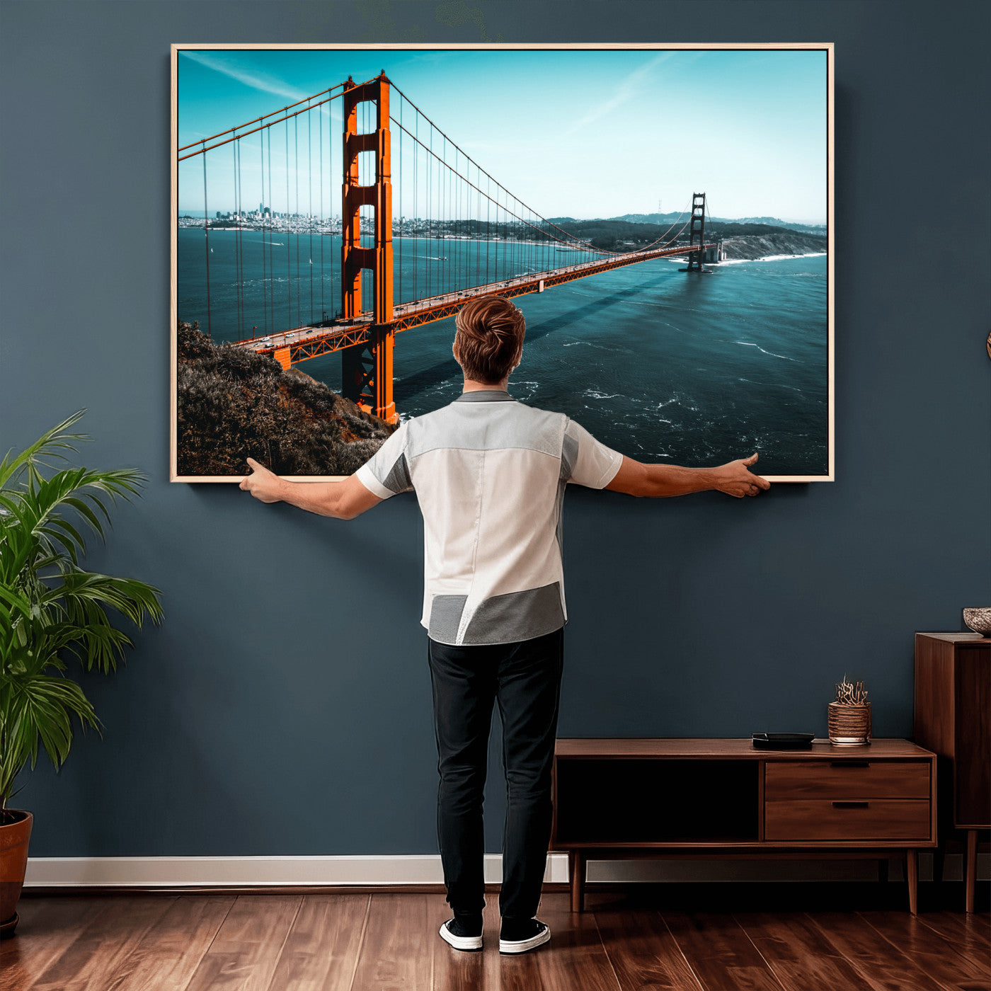 73996404-MGV-CV-36X24 - Golden Gate Bridge Wall Art Canvas Print – San Francisco Landmark Photography Artwork Print for Living Room, Office, and Modern Decor