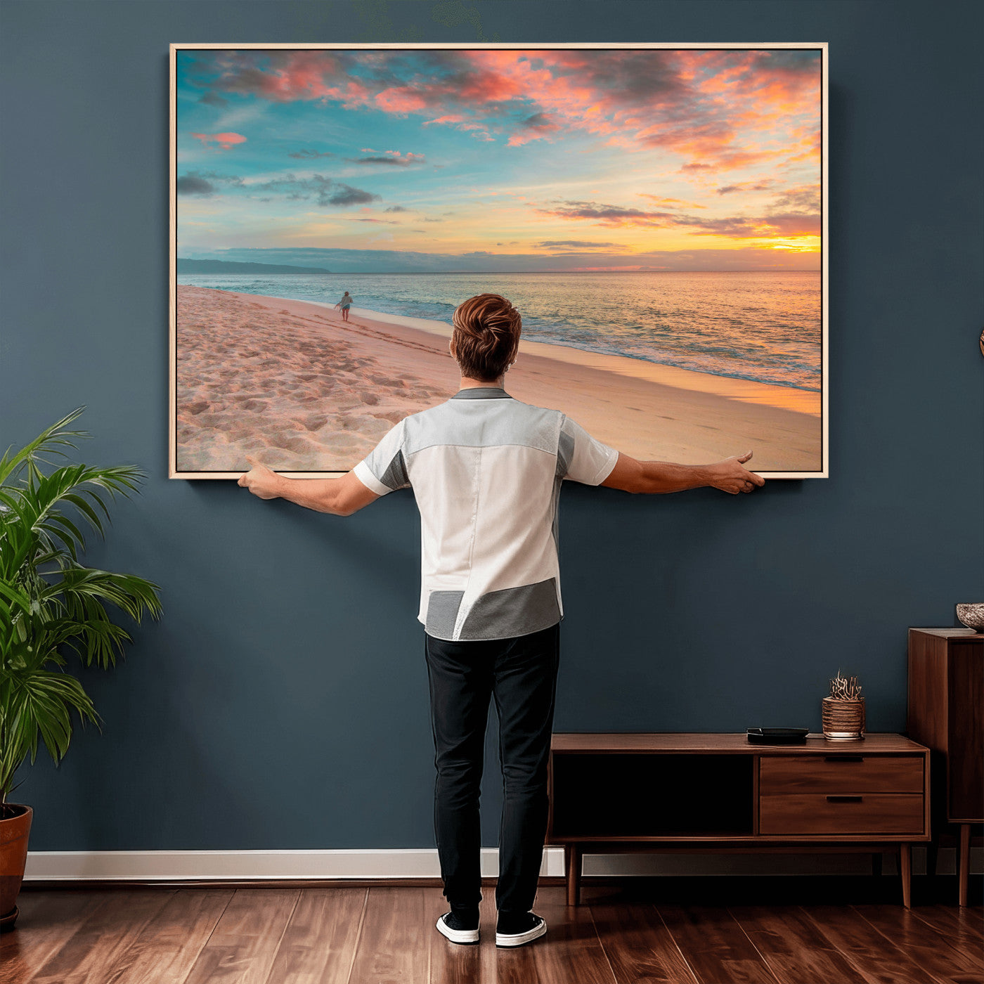 24511398-MGV-CV-36X24 - Beach Walk Wall Art Canvas Print – Soft Coastal Photography Artwork Print for Bedroom, Living Room, and Serene Home Decor