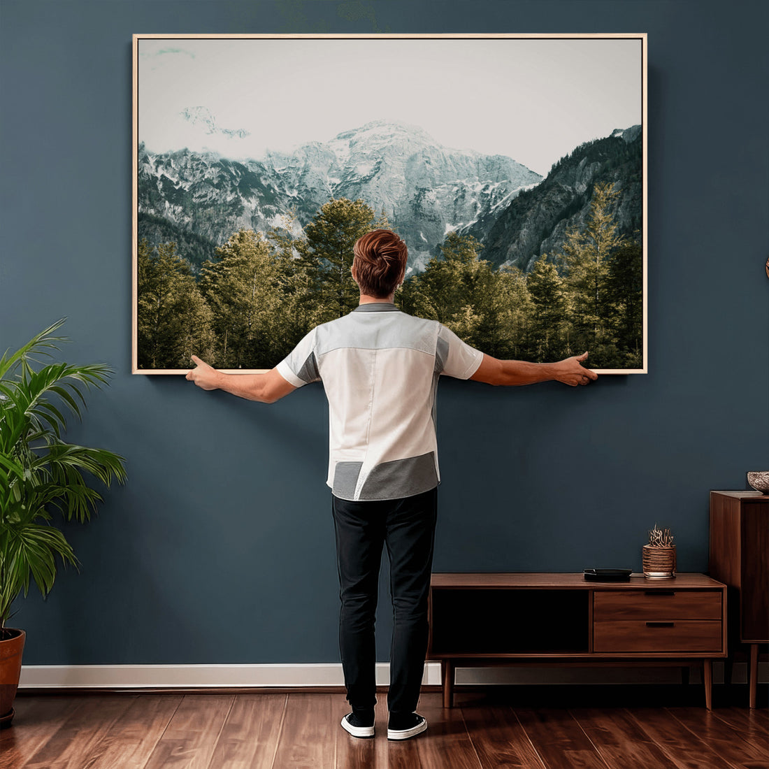 Mountain Forest Wall Art Canvas Print, Alpine Landscape