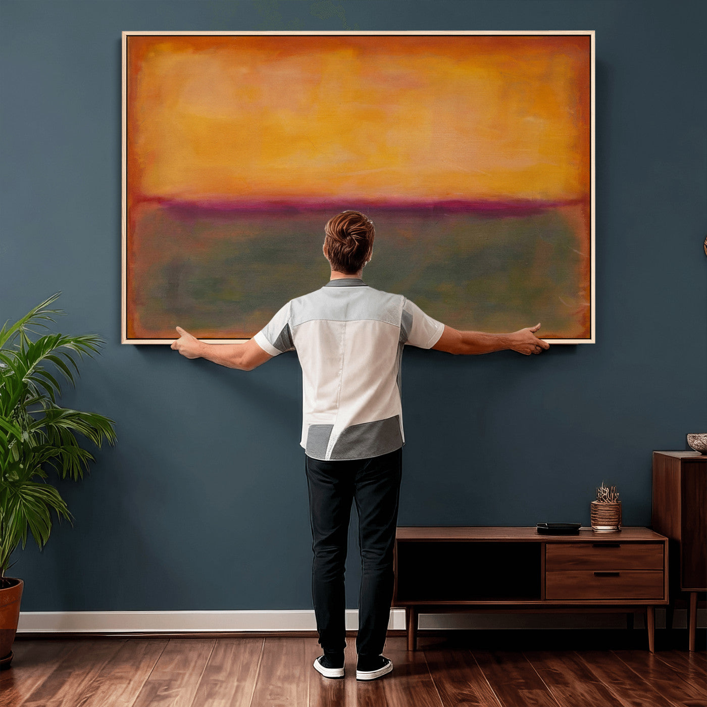 21628300-MGV-CV-36X24 - Abstract Color Field Wall Art Canvas Print, Framed Minimalist Horizon Artwork for Living Room Bedroom Office