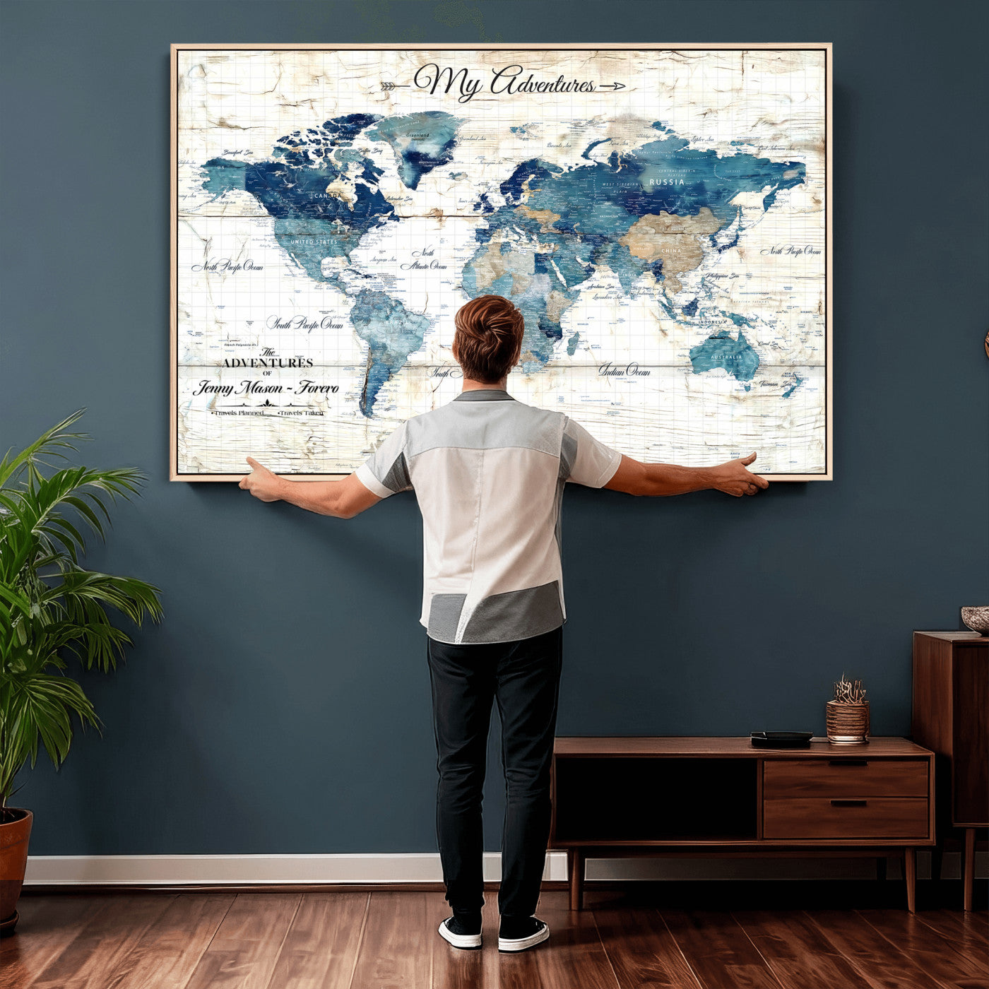 18761277-MGV-CV-36X24 - Watercolor World Map Canvas Wall Art Print – Abstract Colorful Travel Wall Decor