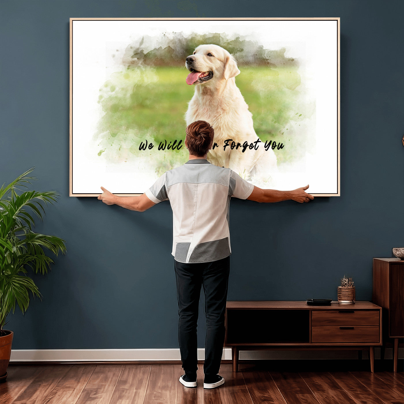38460512-MGV-CV-36X24 - Pet Memorial Wall Art Canvas Print, Custom Dog Memorial Portrait, Personalized Angel Pet Loss Gift, Angel Wings Puppy Print