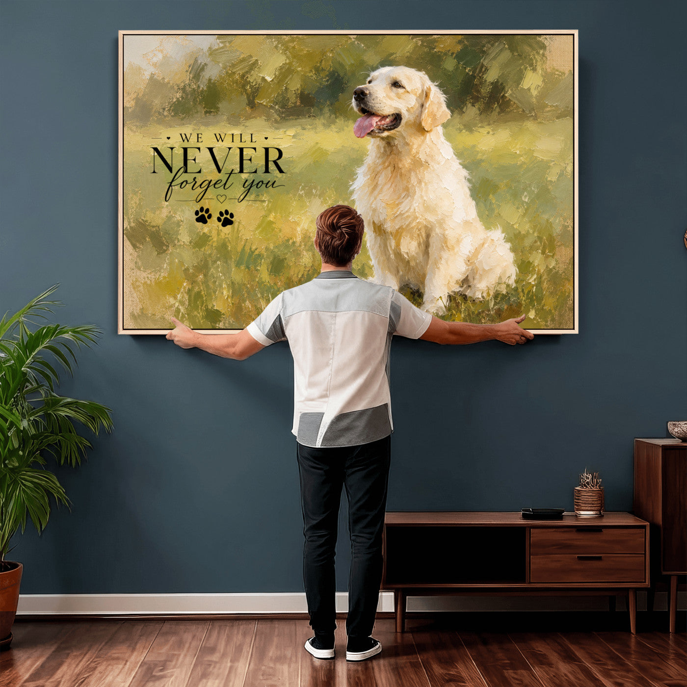 38460512P1-MGV-CV-36X24 - Oil Paint Style Pet Memorial Wall Art Canvas Print, Custom Dog Memorial Portrait, Personalized Angel Pet Loss Gift, Angel Wings Puppy Print