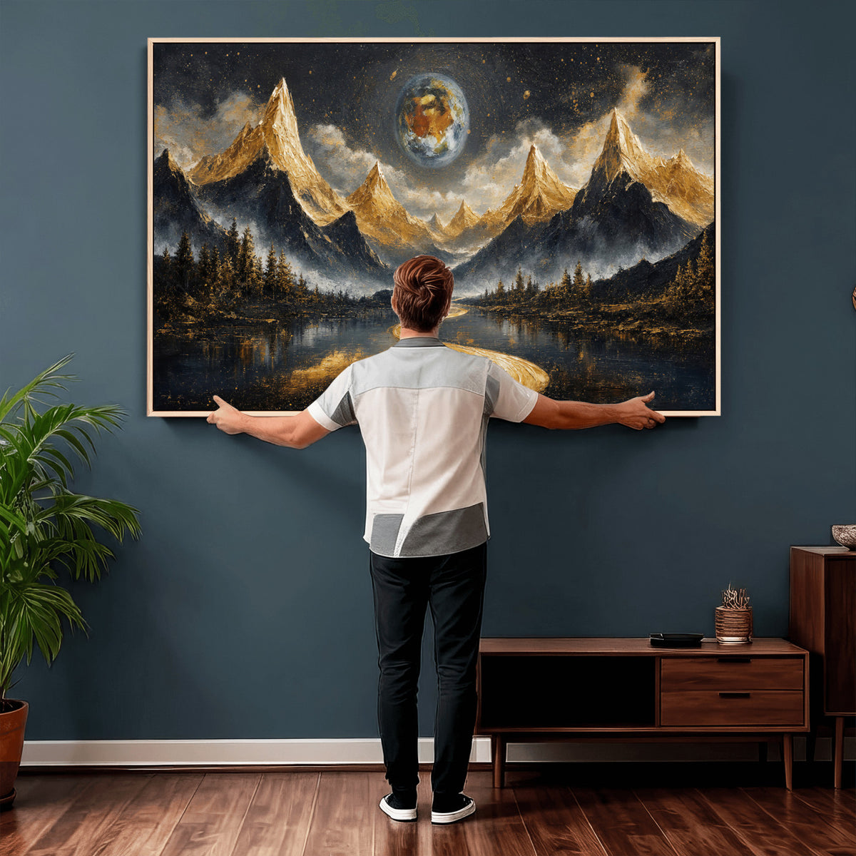 34202127-MGV-CV-36X24 - Abstract Mountain Wall Art Canvas Print Modern Landscape Painting Print