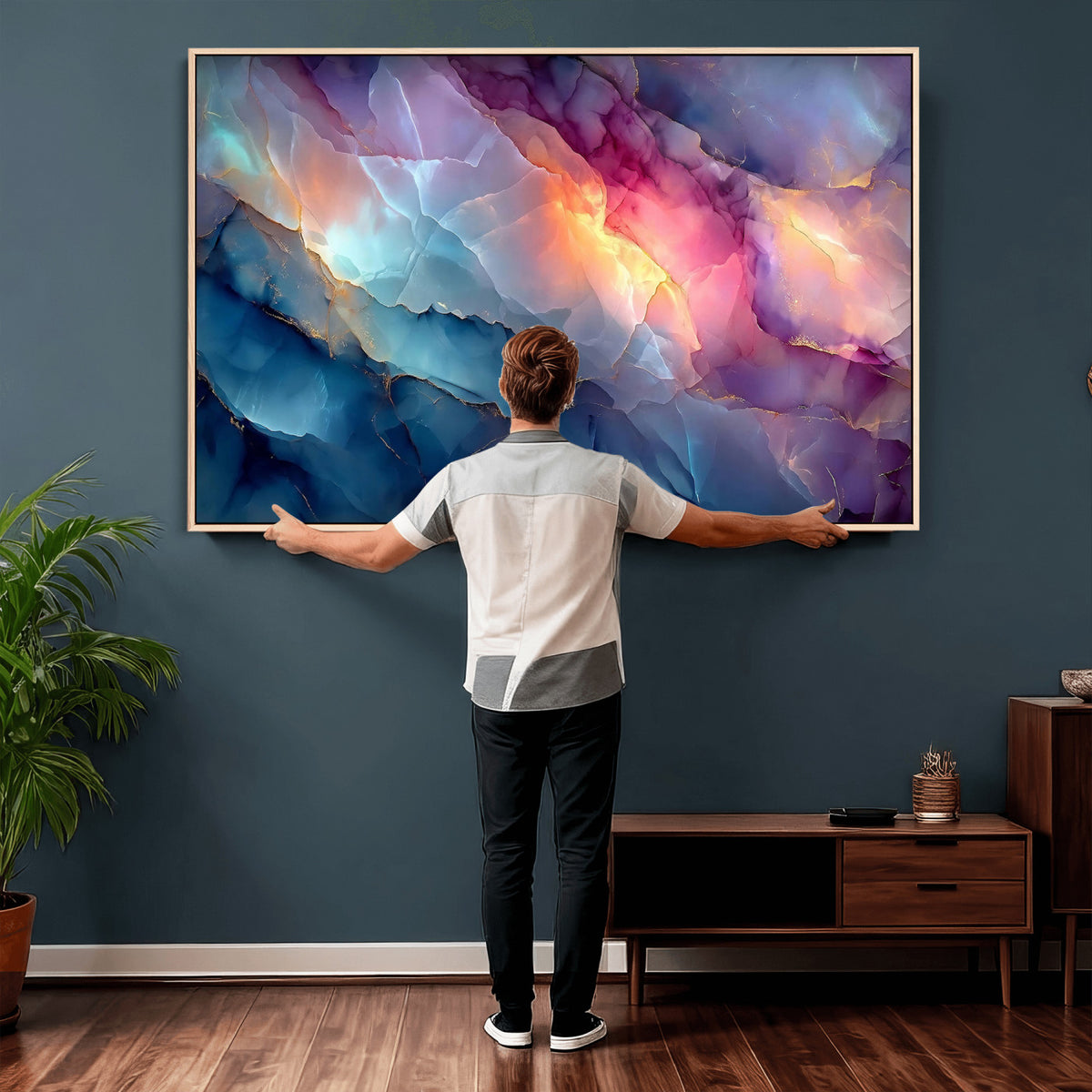 28163849-MGV-CV-36X24 - Colorful Abstract Canvas Wall Art Print, Vibrant Popup Color Art Print