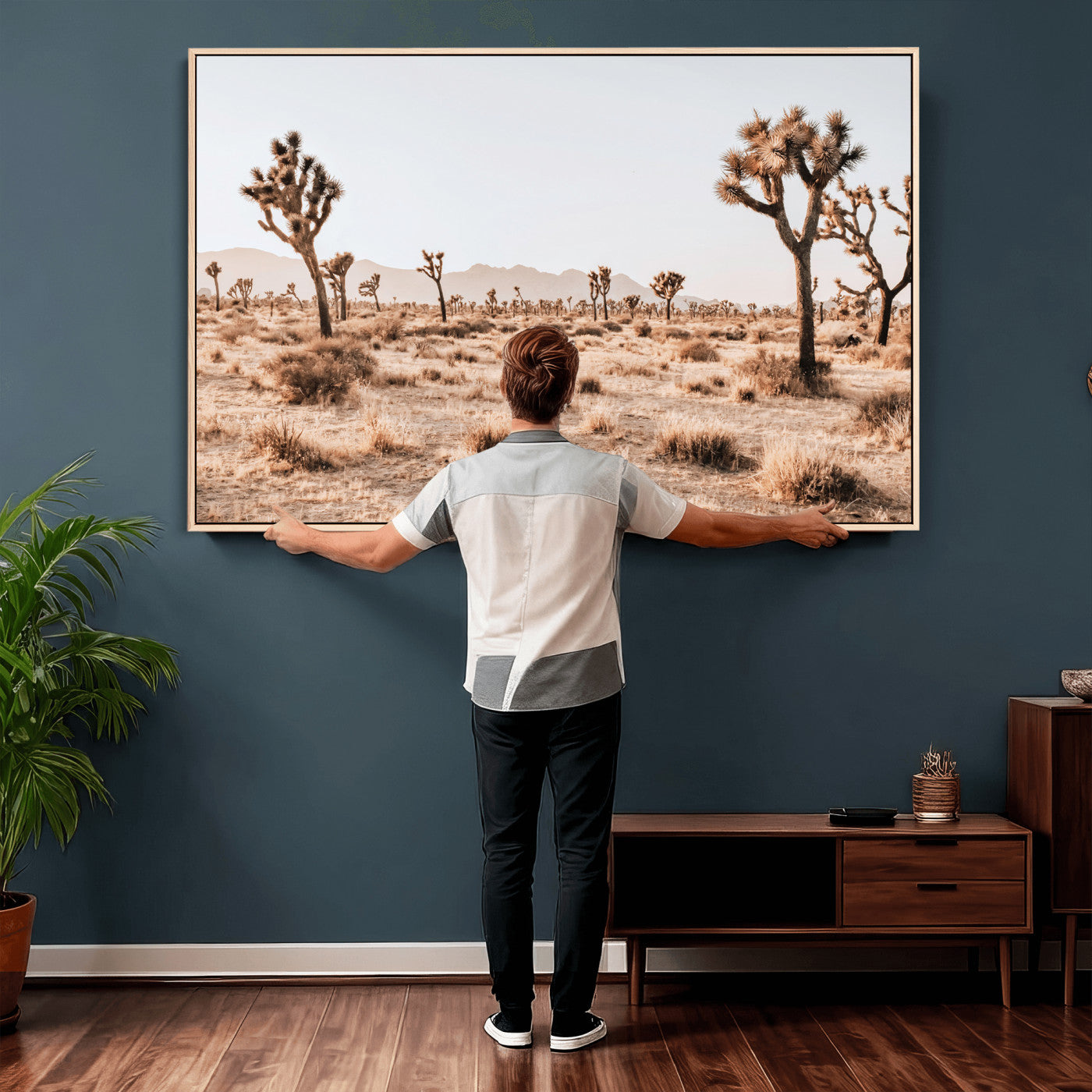 33549408-MGV-CV-36X24 - Joshua Tree Desert Canvas Wall Art Print - Desert Landscape Photography, Boho Southwest Wall Decor, Nature Canvas, Ready to Hang