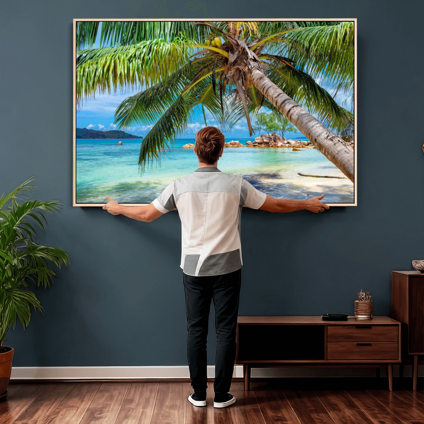 86824715-MGV-CV-36X24 - Seychelles Beach Canvas Wall Art - Anse Volbert Praslin Island Print