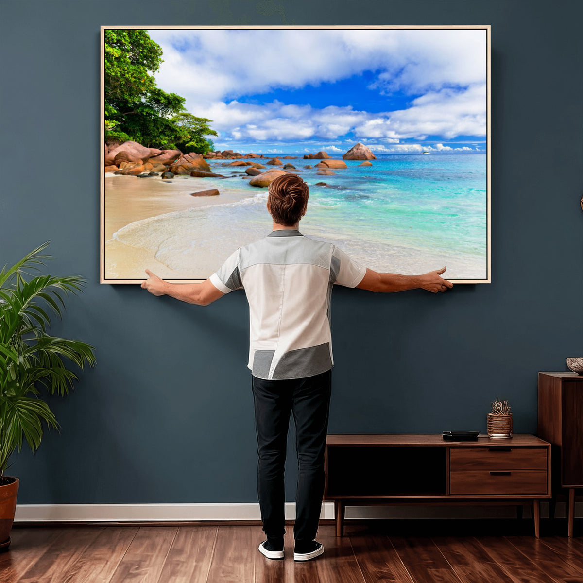 81980382-MGV-CV-36X24 - Seychelles Beach Canvas Wall Art - Anse Intendance Turquoise Ocean Print