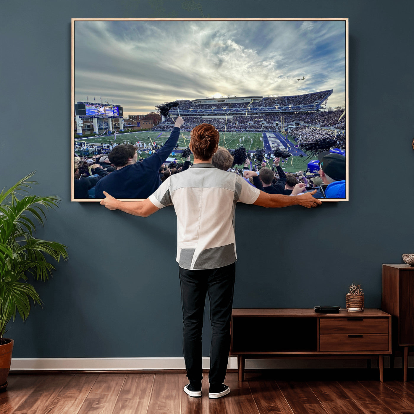 400867JMU-MGV-CV-36X24 - JMU Stadium Wall Art Canvas Print for Game Room Decor - James Madison University Stadium