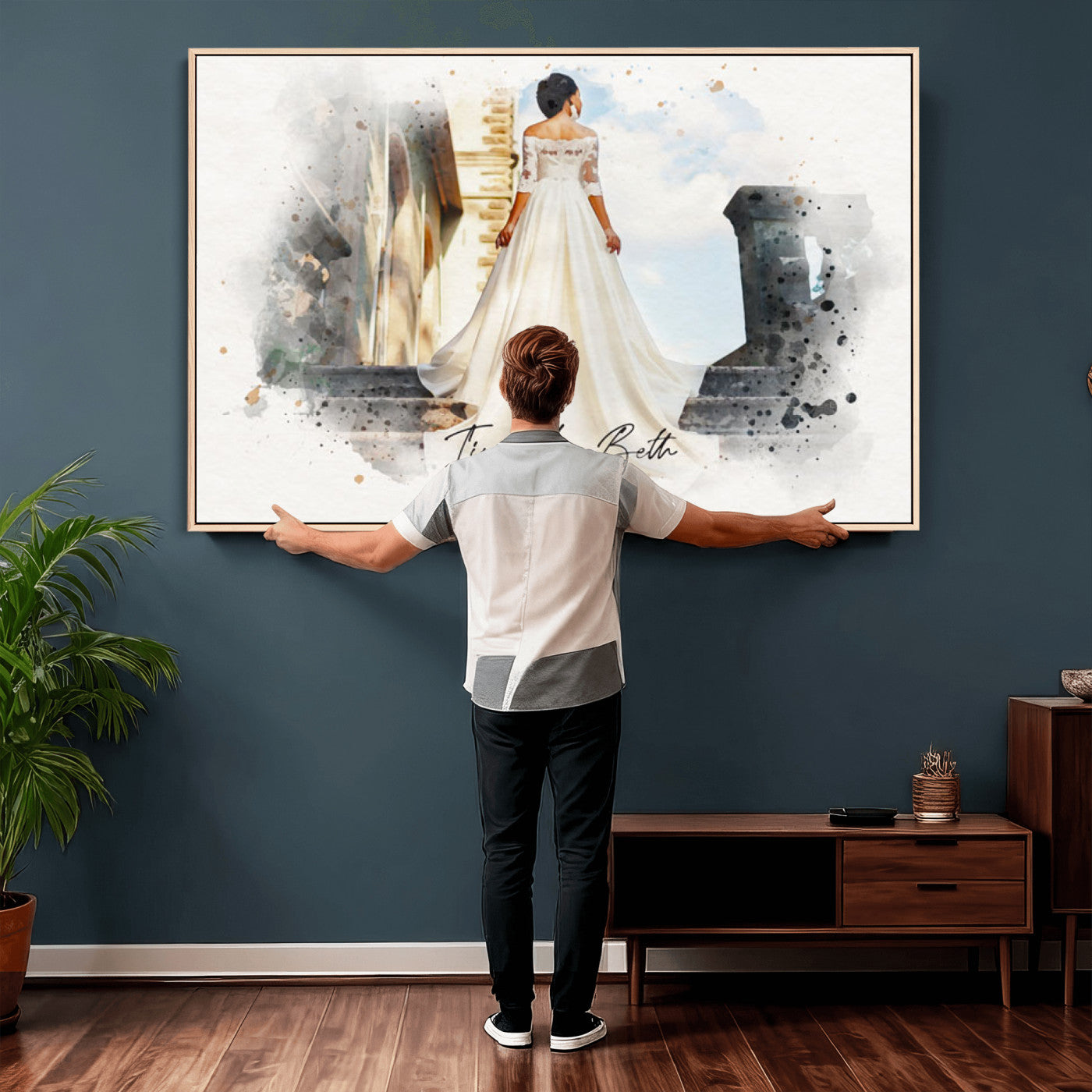 22778251-MGV-CV-36X24 - Watercolor Couple Portrait from Photo, Custom Wedding Anniversary Gift for Wife Husband Parents, Engagement Gift for Friend, Custom Gift