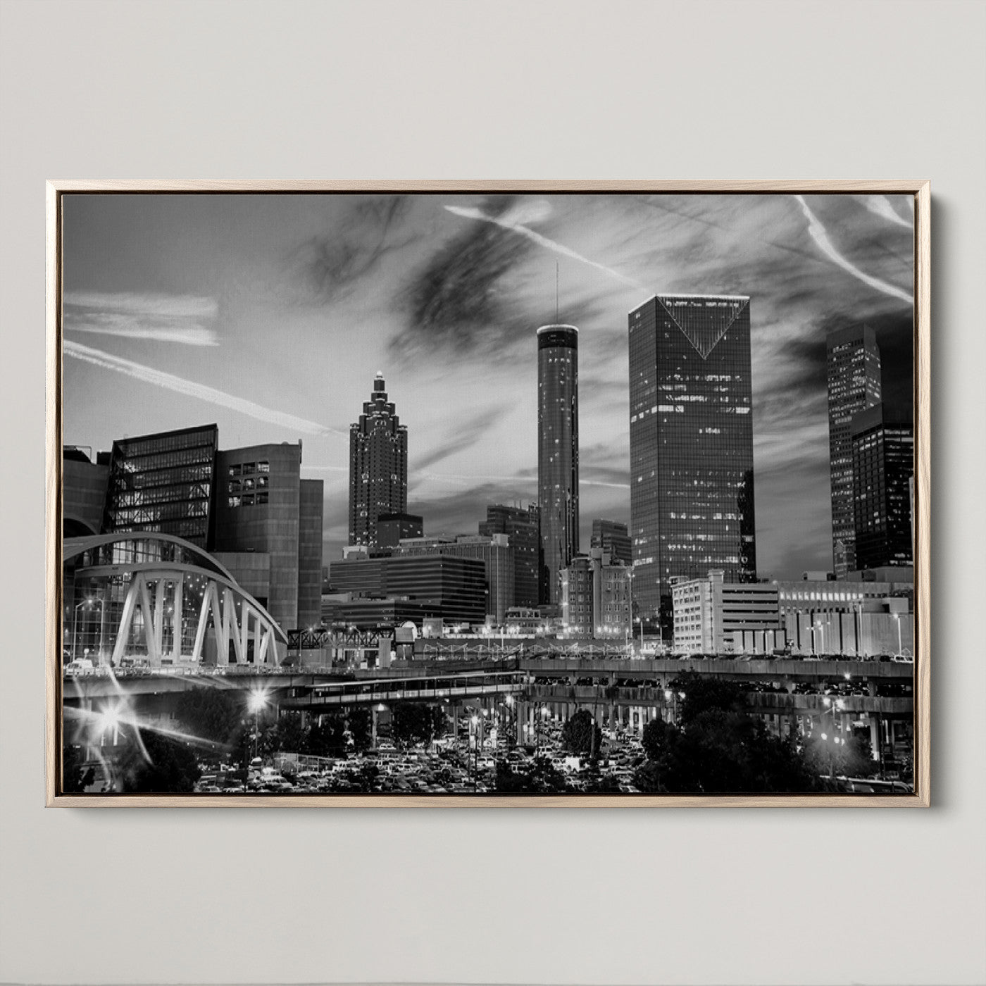 -Black and White Atlanta Wall Art Canvas Print
