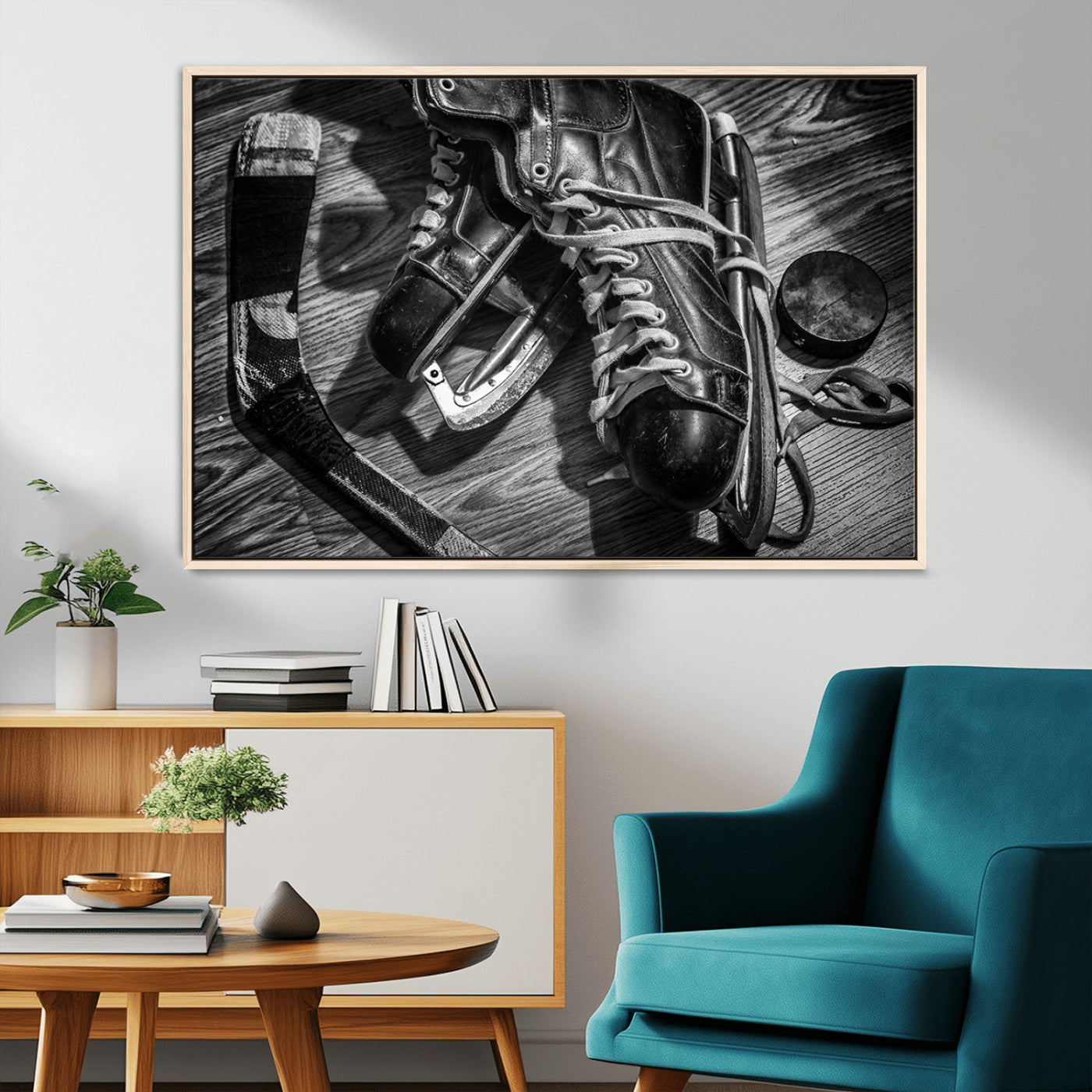 20553-MGV-CV-36X24-Old Pair of Mens Skates Wall Art Canvas, Men Skates Wall Art Print
