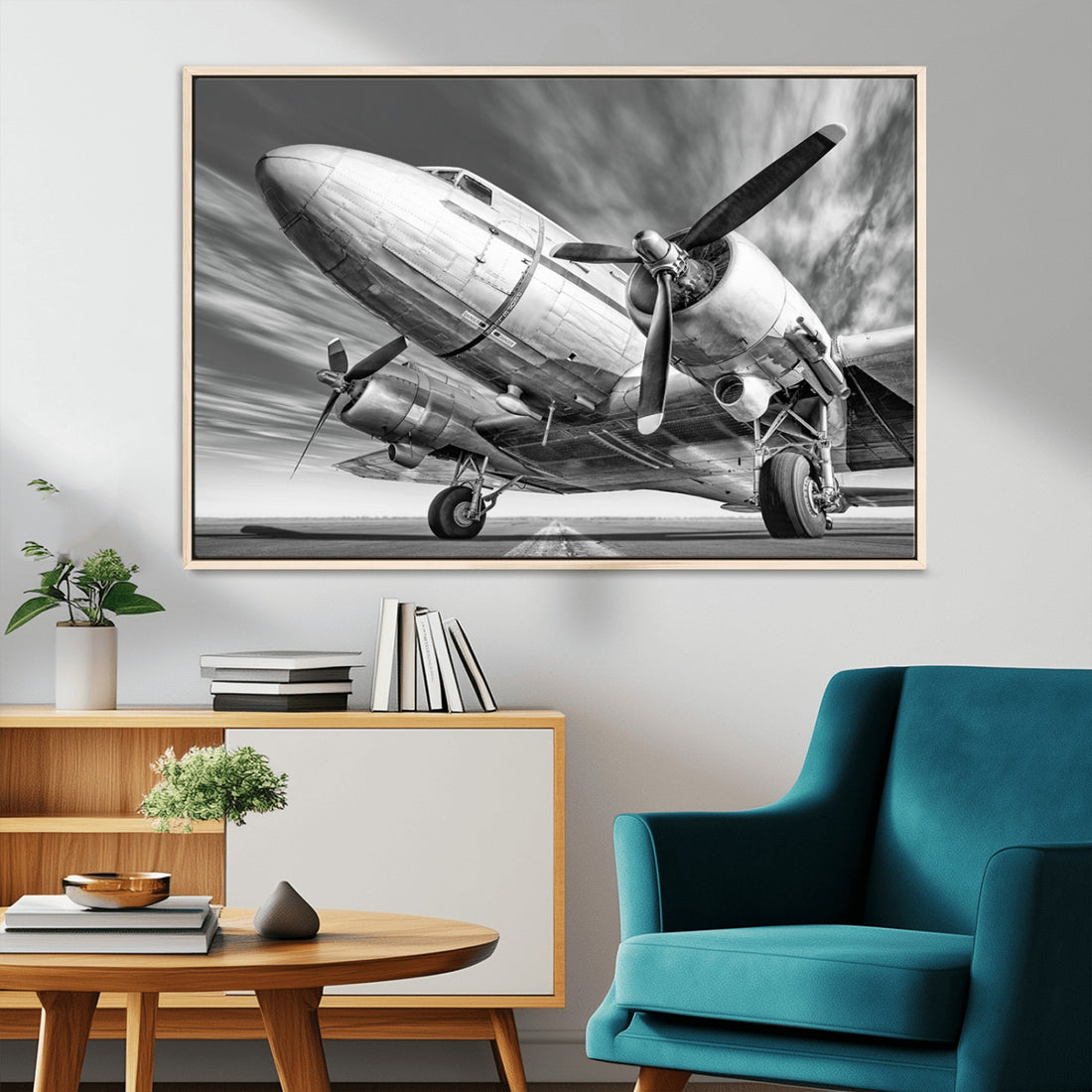Vintage Airplane on Runway Canvas Print