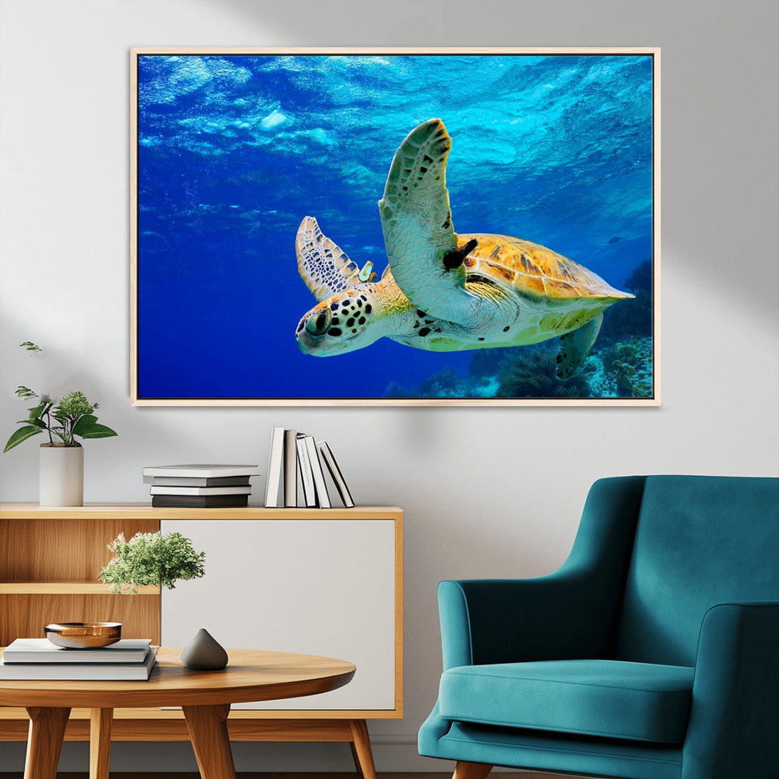 Sea Turtle Wall Art Canvas Print, Sea Life in the Ocean Wall Art