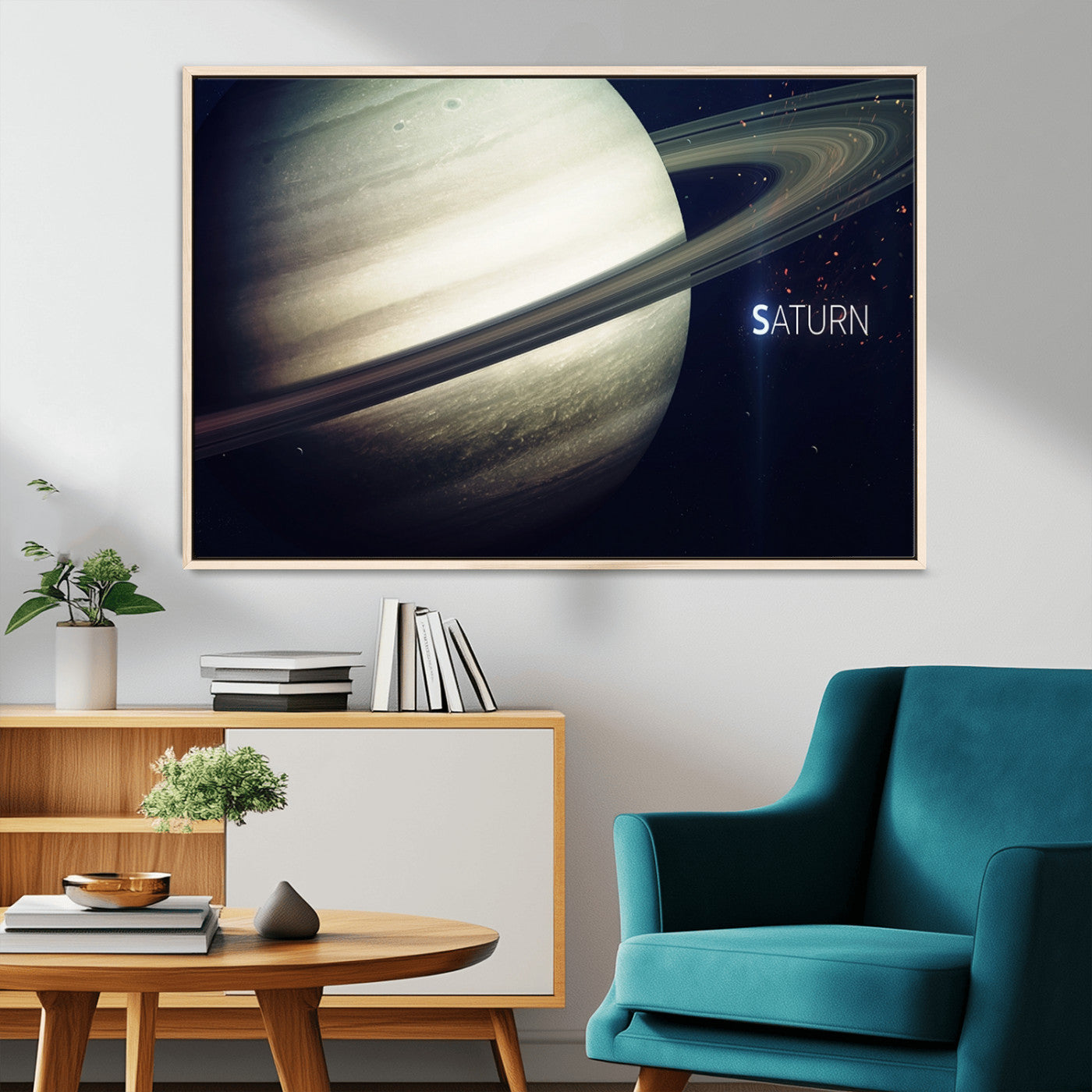 -Framed Saturn Wall Art Canvas Print