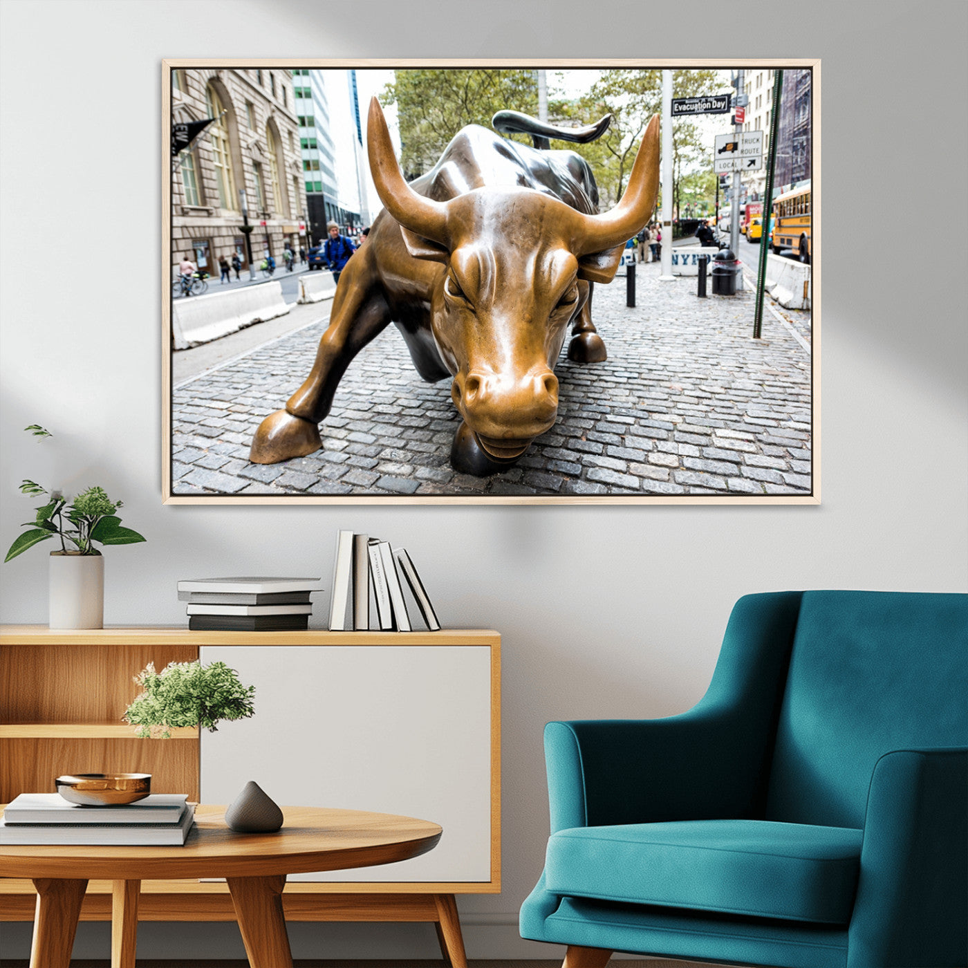 -Charging Bull Wall Art Canvas Print