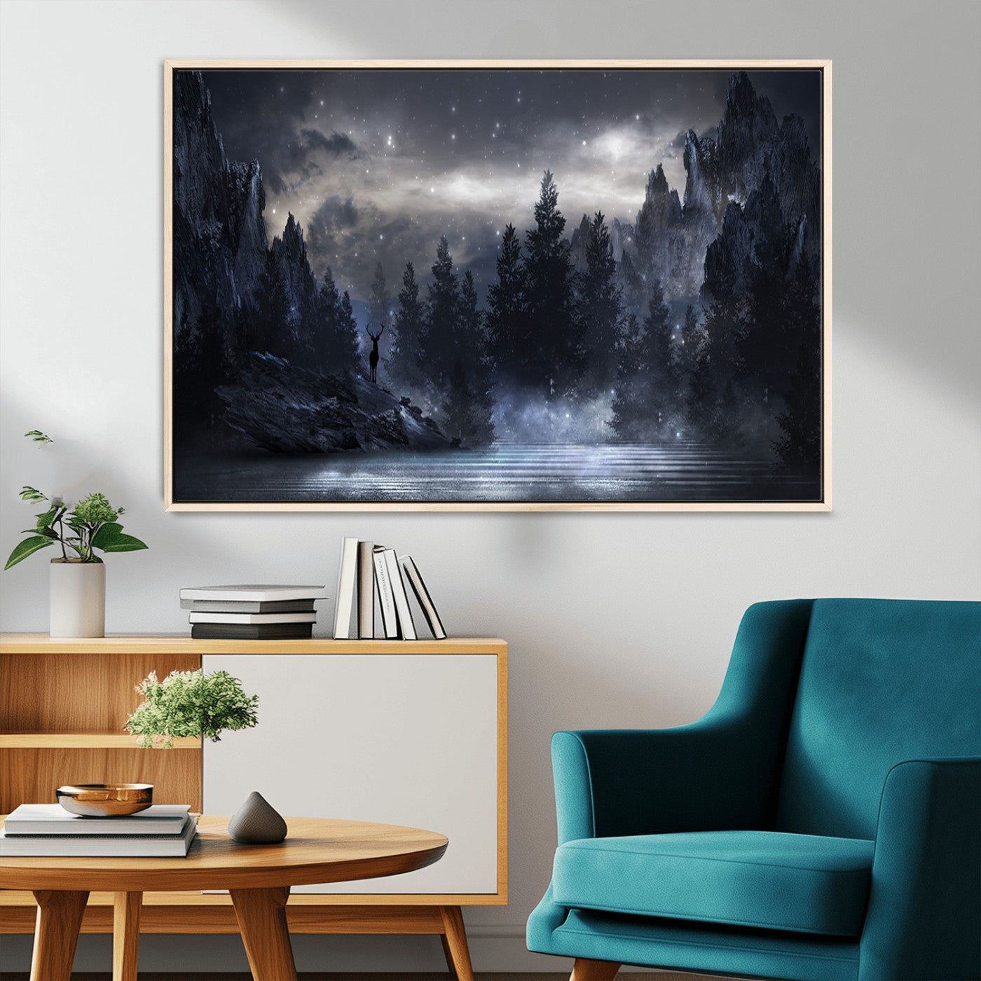 55385-MGV-CV-36X24-Night Landscape and Trees Wall Art Canvas Print
