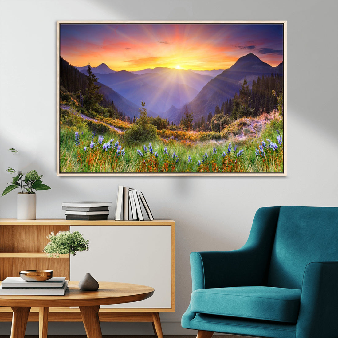 Mountain and Spring Wall Art Canvas Print