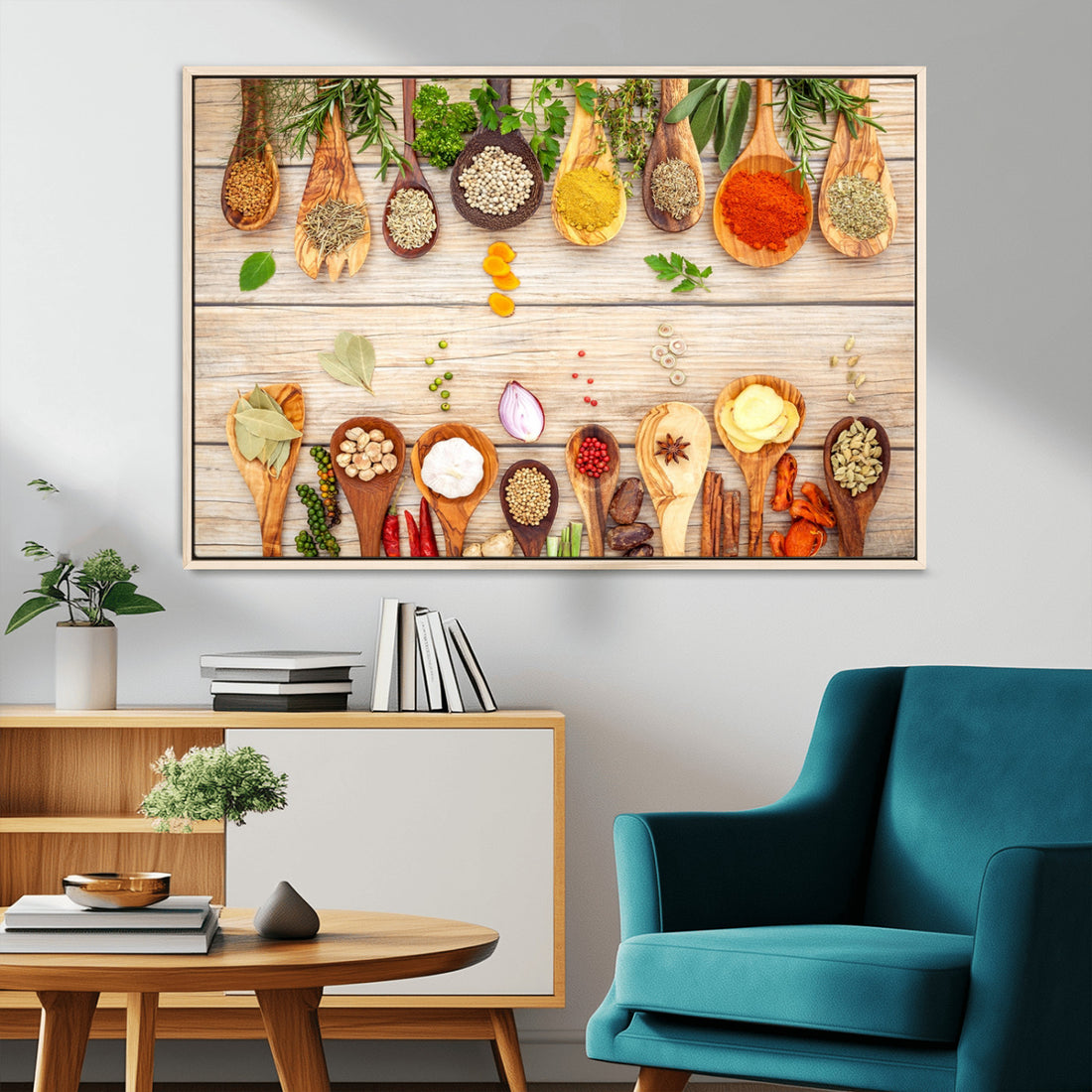 Kitchen Spice on the Table Wall Art, Kitchen Spice Wall Art Canvas Print