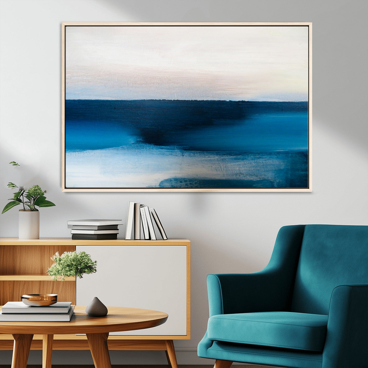 72452-MGV-CV-36X24-Dark Blue Abstract Wall Art Canvas Print