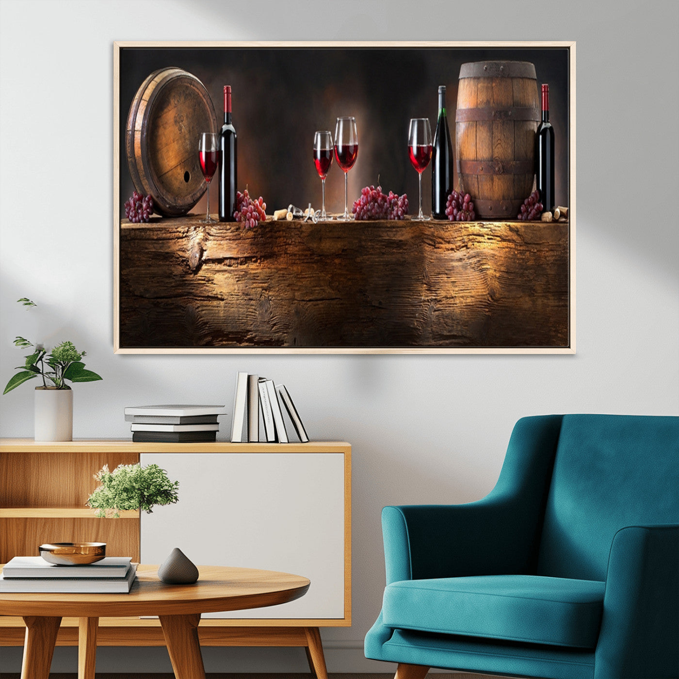 -Wine and Barrels Wall Art Canvas Print