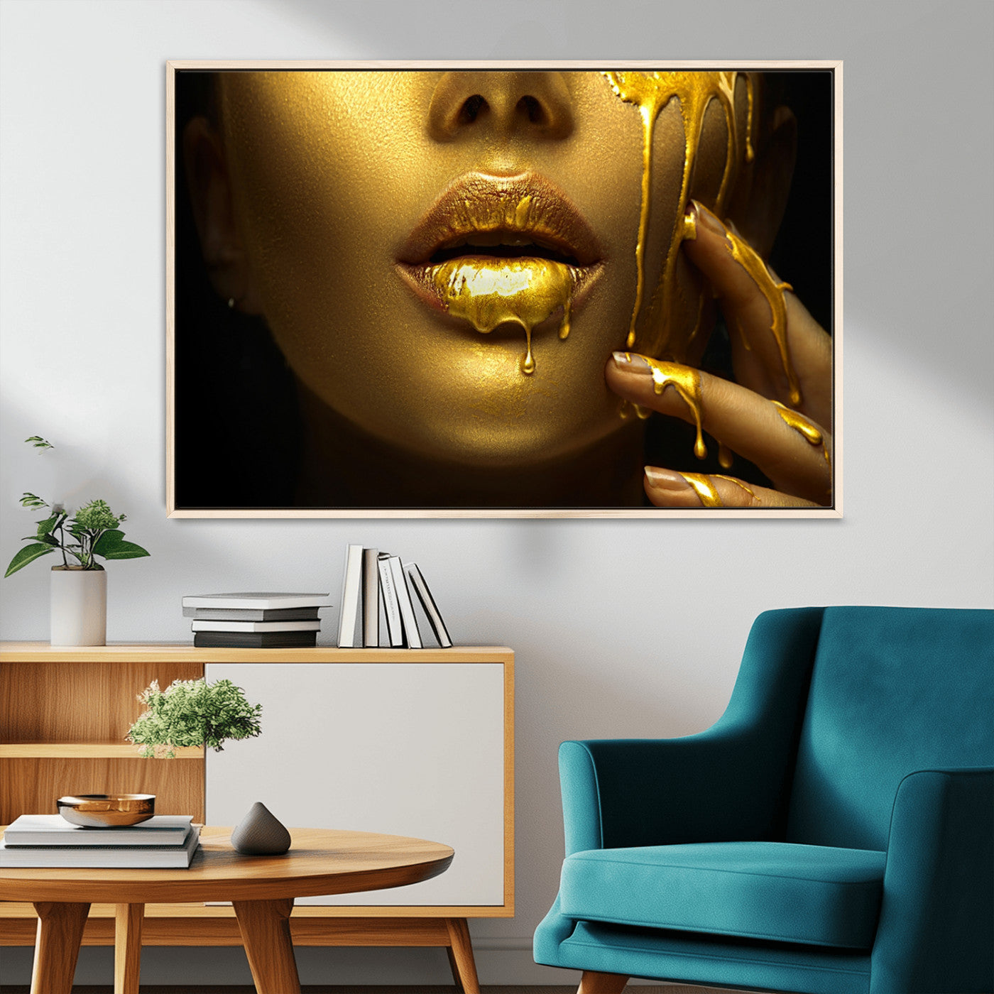 -Gold and Women Wall Art Canvas Print