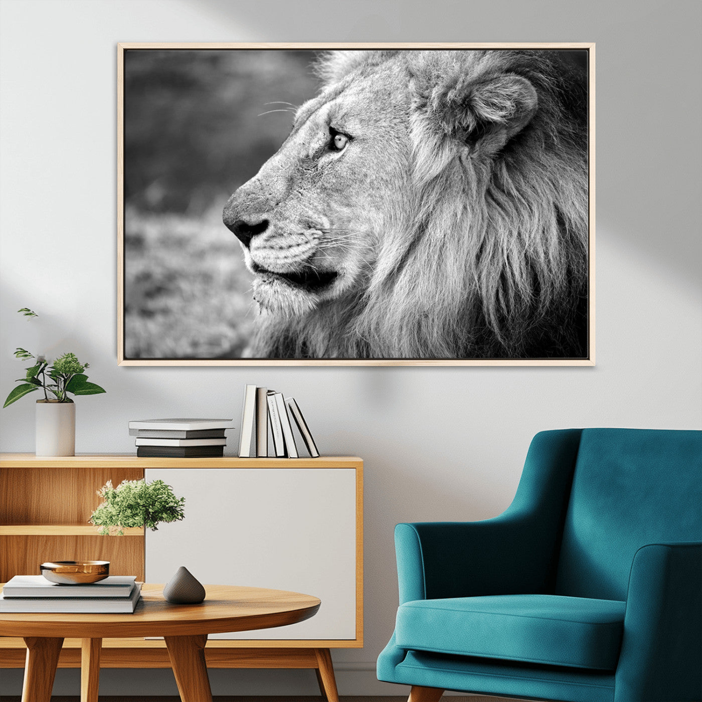 60973-MGV-CV-36X24-African Lion Wall Art Canvas Print – Majestic Wildlife Portrait Artwork for Home, Office, Living Room, Guest Room