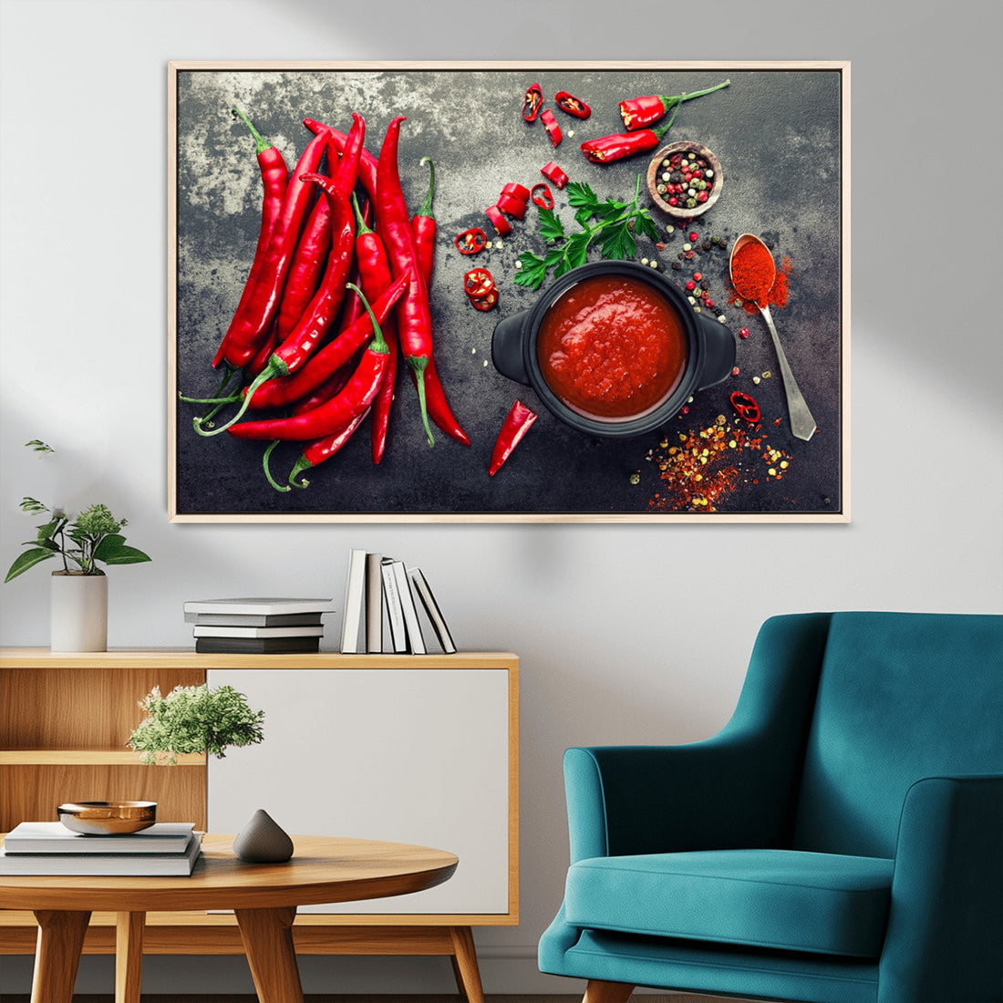 Red Chili Peppers Wall Art Kitchen Artwork Canvas Print