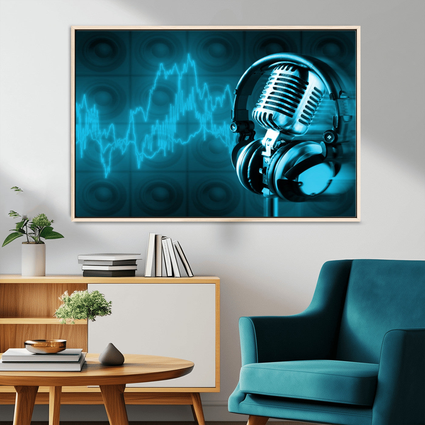 -Music and Microphone Wall Art Canvas Print