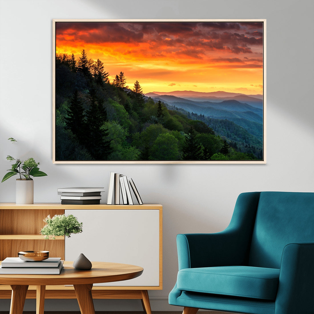 Forest Landscape Wall Art | Forest Sunset Canvas Print